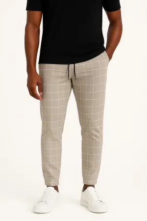 LumiNovi | Slim Pants Plaid Stretch Fit