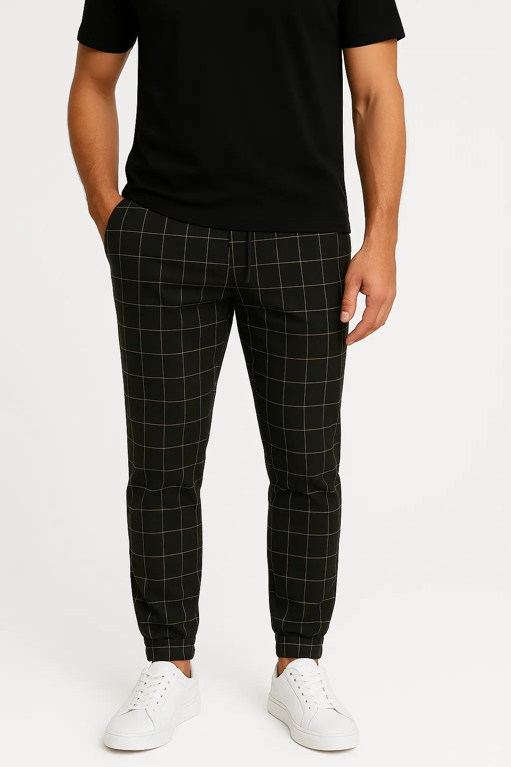 LumiNovi | Slim Pants Plaid Stretch Fit