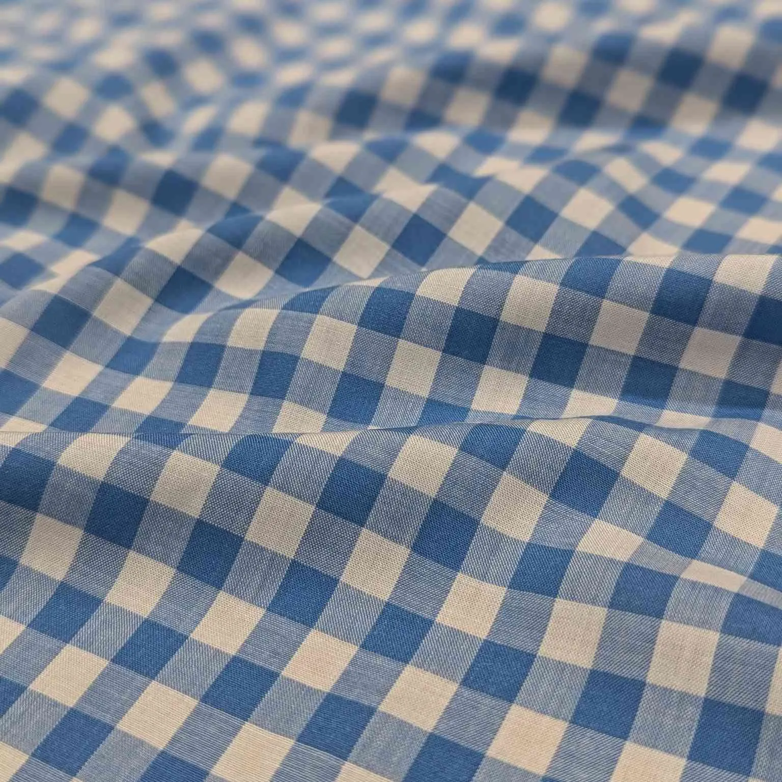 Modal Silk Gingham, Atlantic