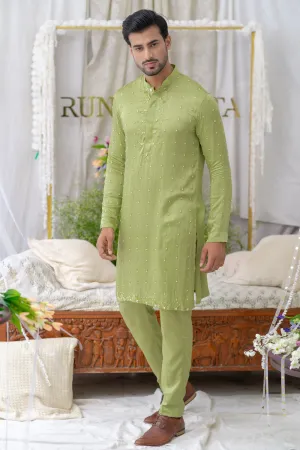Moss Greencutpipe Embroidered Kurta Sets