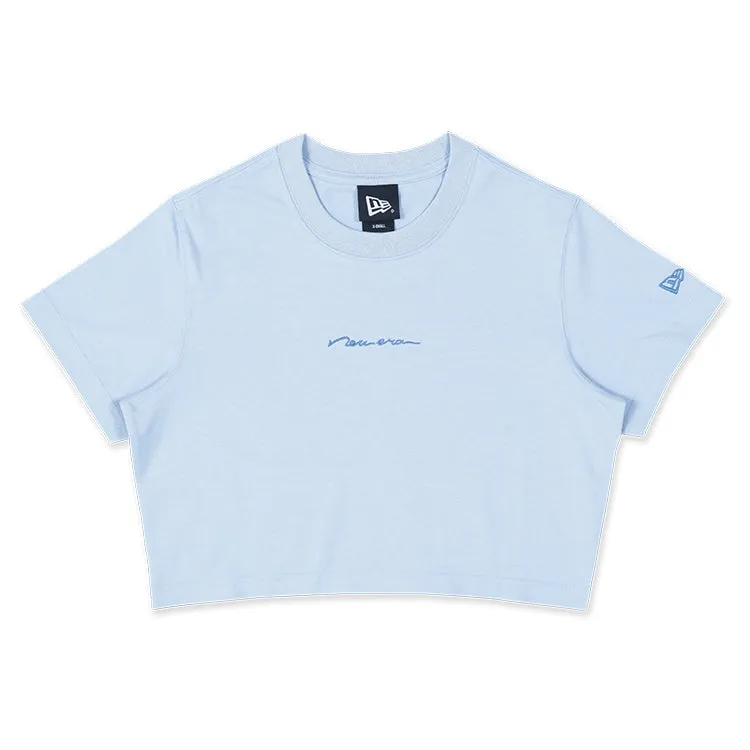New Era Soft Nature Plants Soft Blue Women Crop Top T-Shirt