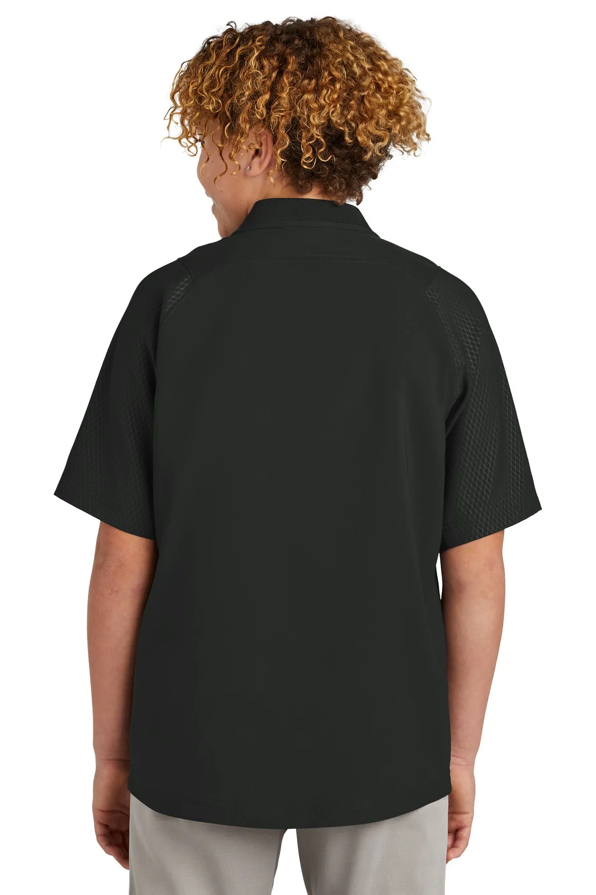 New Era  Youth Cage Short Sleeve 1/4-Zip Jacket. YNEA600 Black