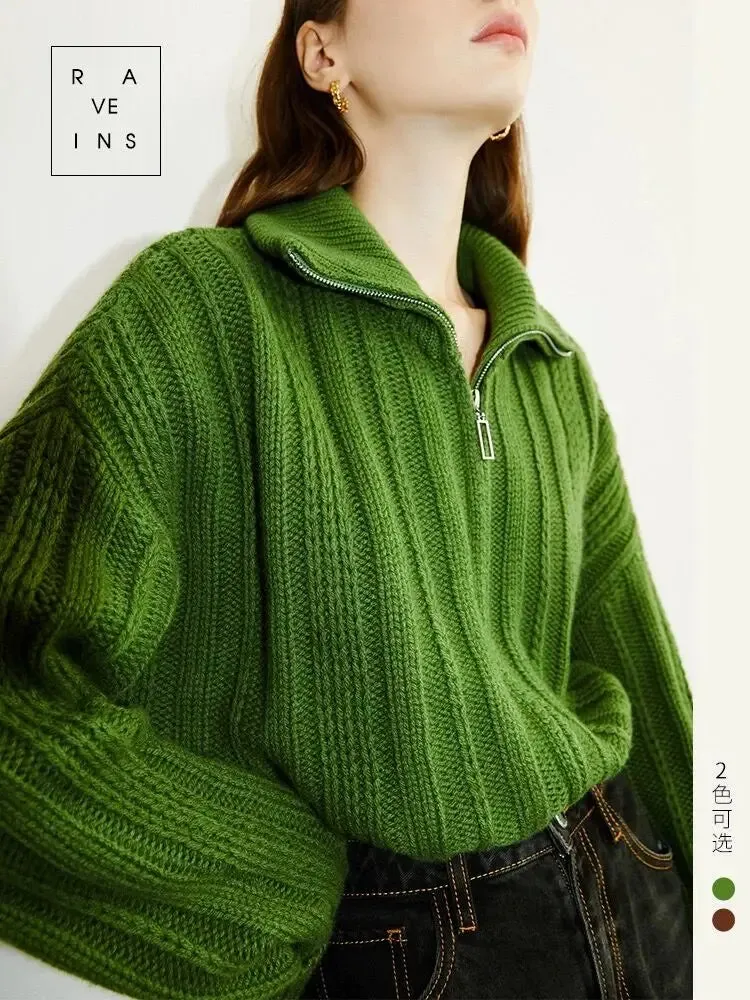 Office Lady Zipper Sweater
