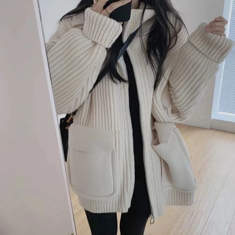 Office Lady Zipper Sweater