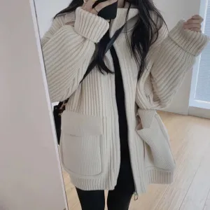 Office Lady Zipper Sweater