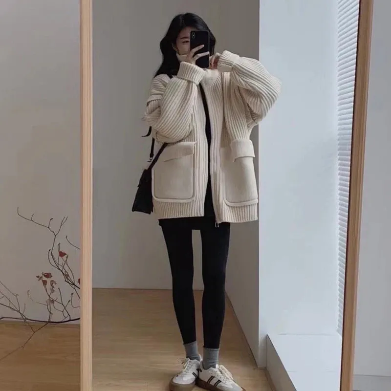 Office Lady Zipper Sweater