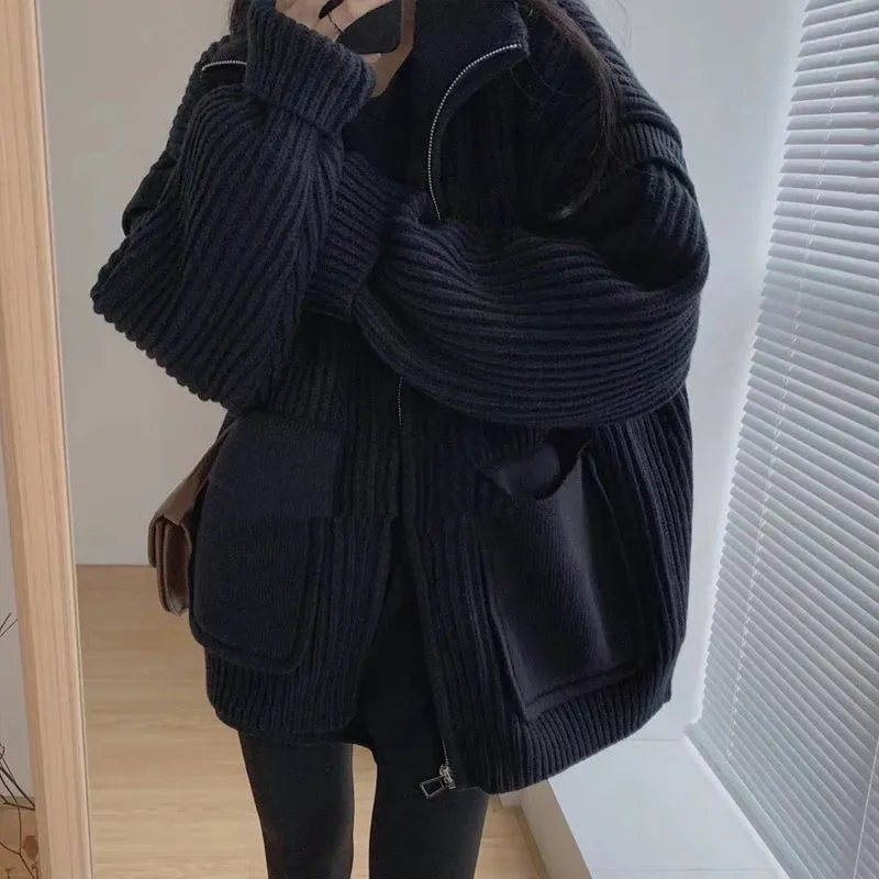 Office Lady Zipper Sweater