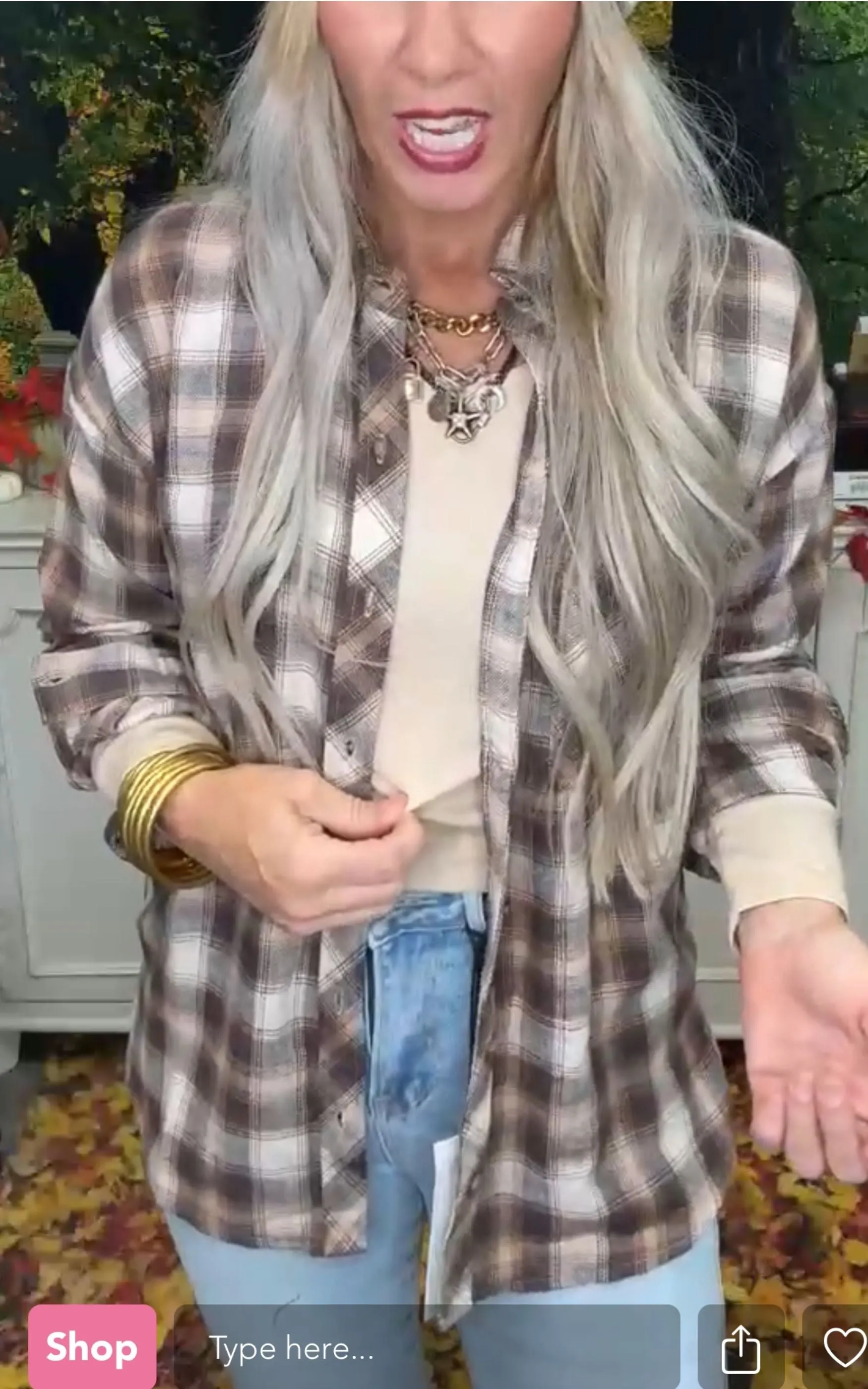 Oversized Caramel Flannel Plaid Top