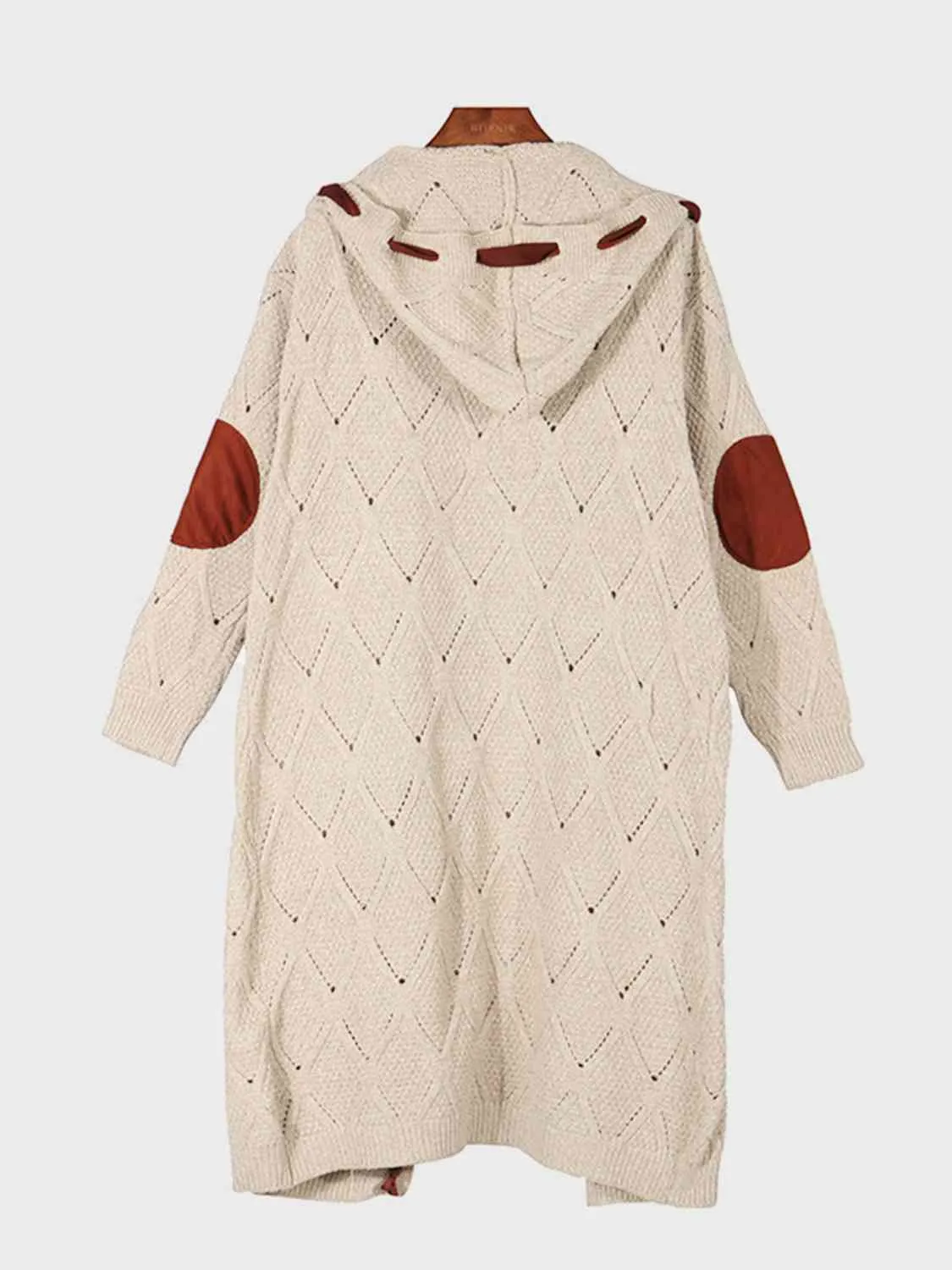 Paisley Openwork Long Sleeve Open Front Hooded Cardigan