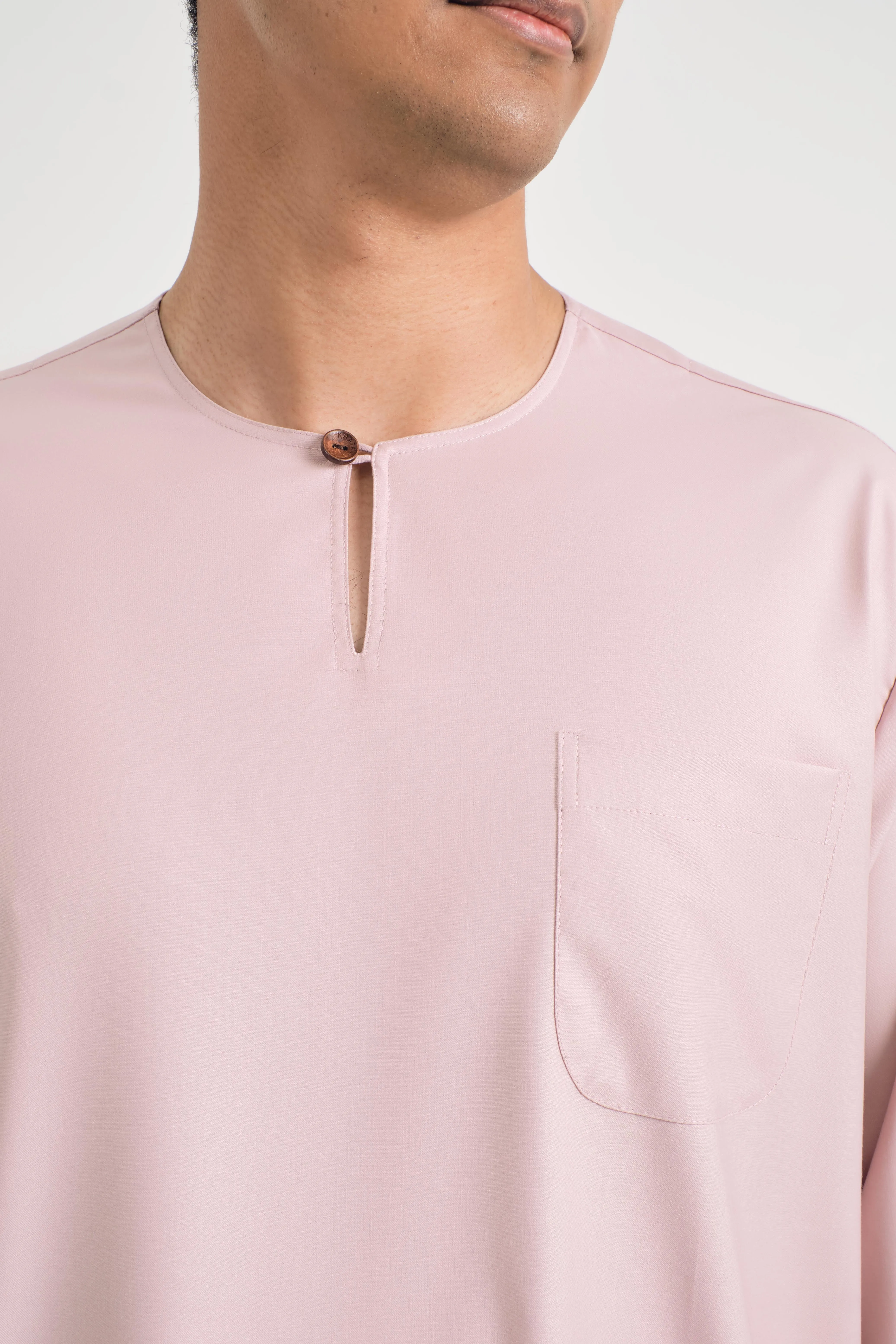 Patawali Classic Fit Baju Melayu Teluk Belanga - Soft Pink