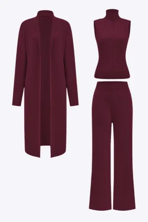Paula - Effortless Comfort Women's Knit Tank  Cardigan & Pants Set