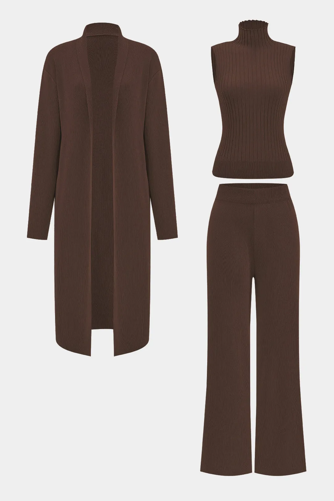 Paula - Effortless Comfort Women's Knit Tank  Cardigan & Pants Set