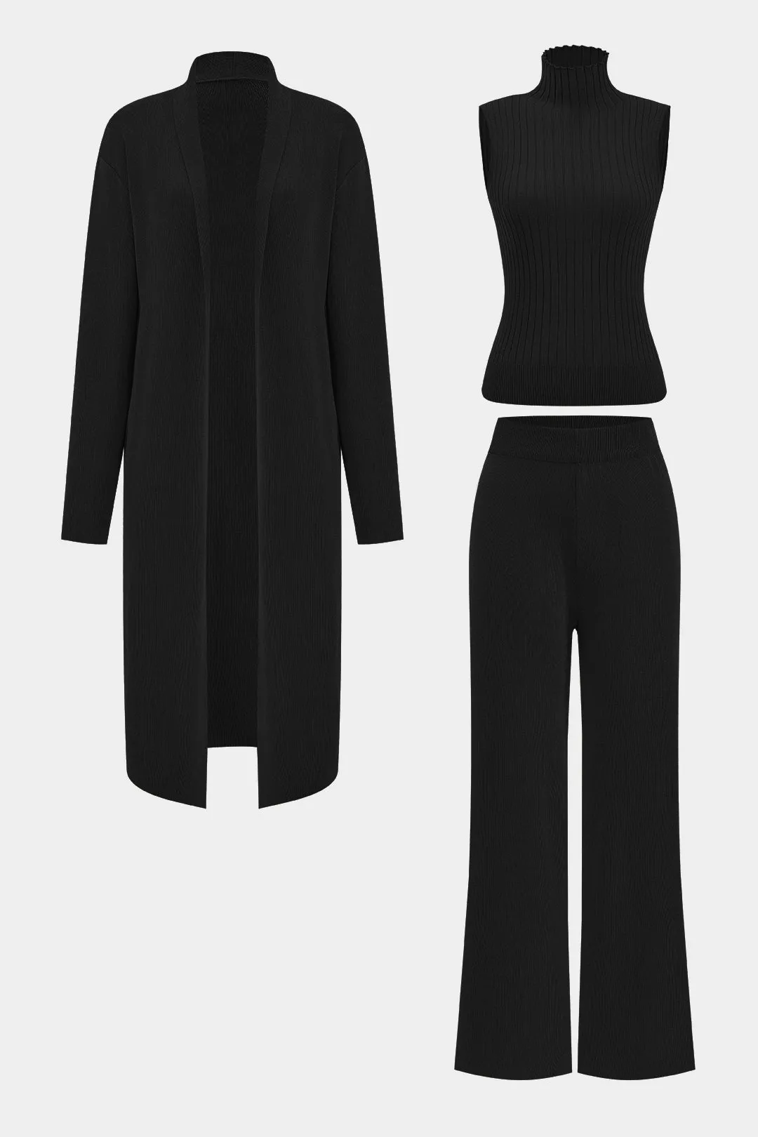 Paula - Effortless Comfort Women's Knit Tank  Cardigan & Pants Set