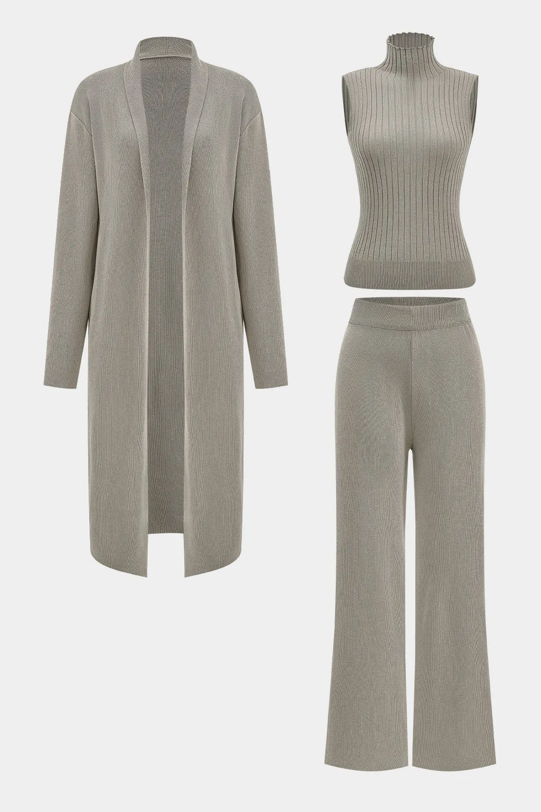 Paula - Effortless Comfort Women's Knit Tank  Cardigan & Pants Set