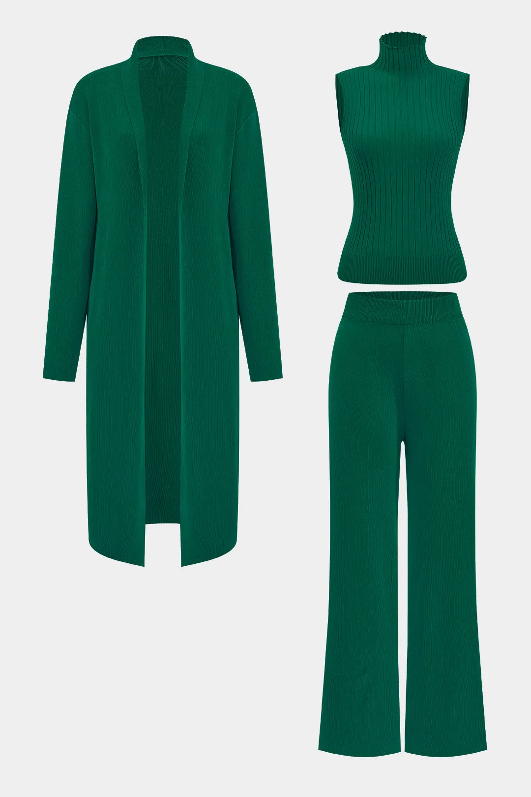 Paula - Effortless Comfort Women's Knit Tank  Cardigan & Pants Set