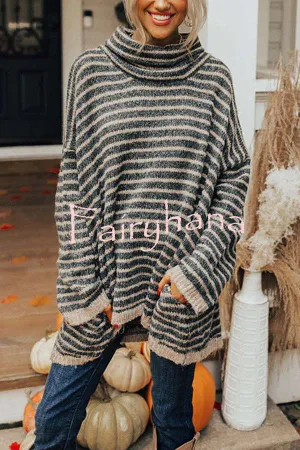 Perfect Timing Stripe Pocketed Tunic Sweater