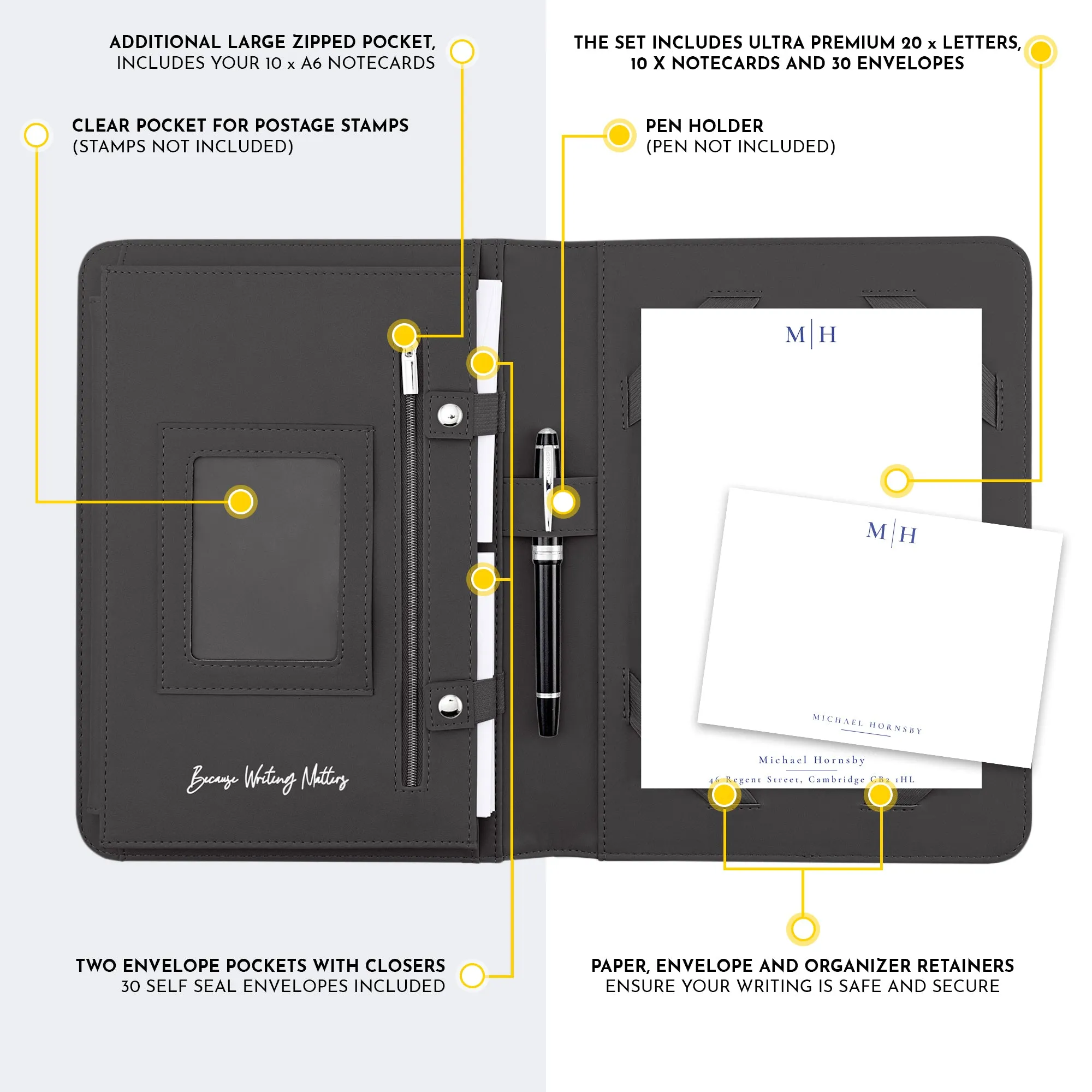Personalised Letter & Card Writing Stationery Gift Set with Organiser - 'St Andrews''
