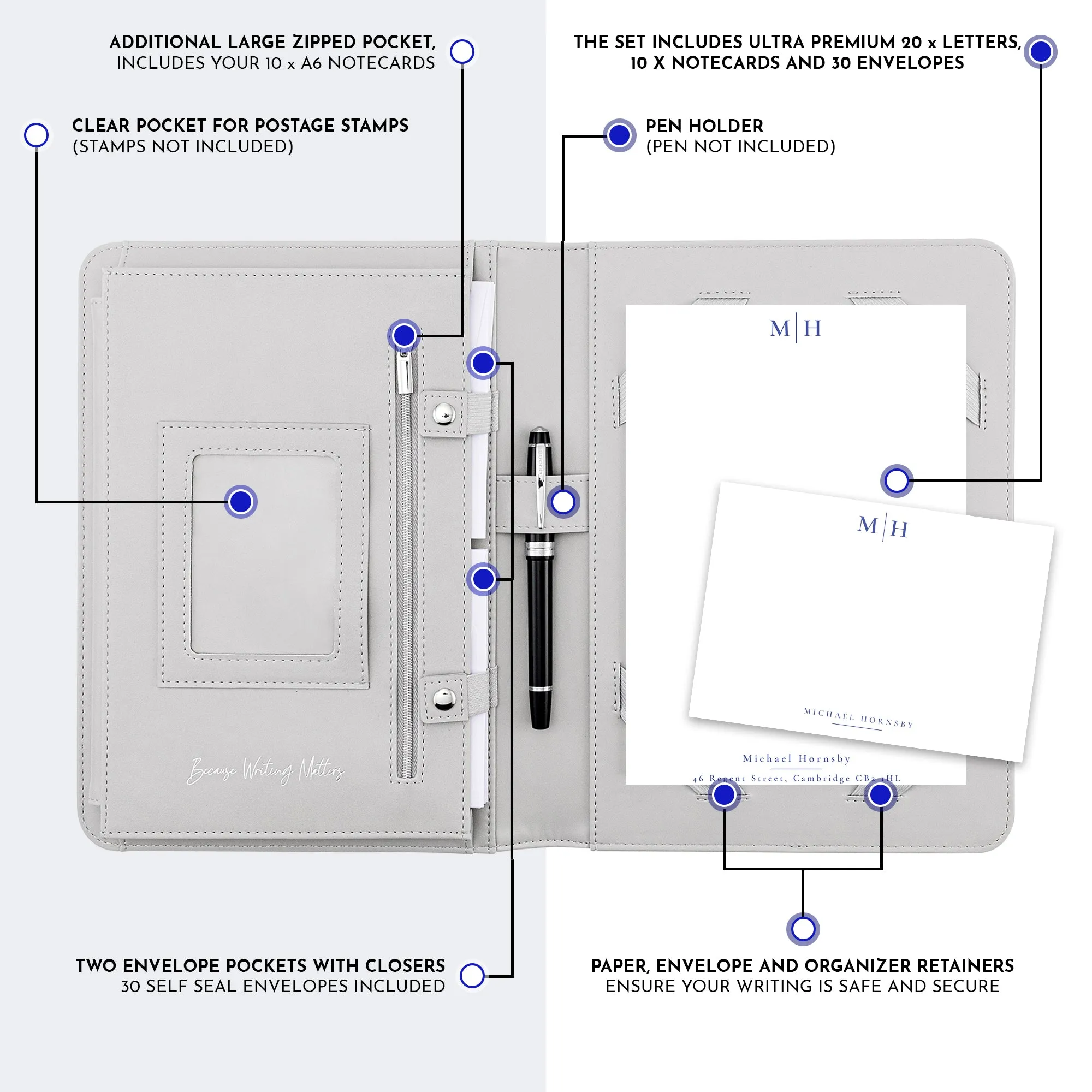 Personalised Letter & Card Writing Stationery Gift Set with Organiser - 'St Andrews''