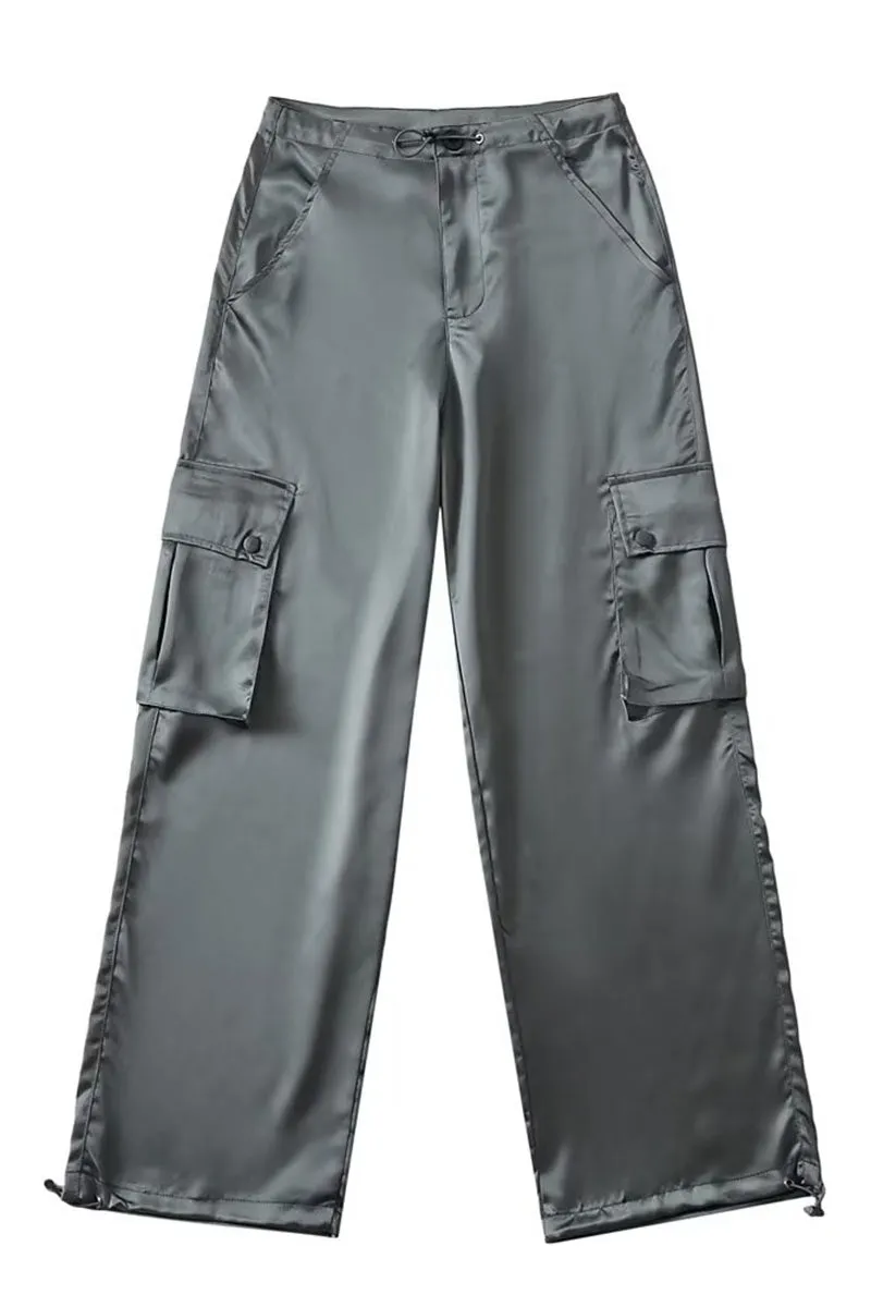 PG0179 Drawstring Cargo Long Pants