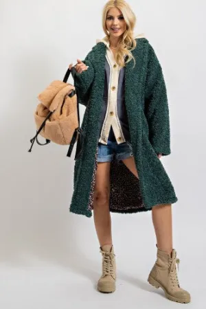 Pine Green Soft Fuzzy Jacket