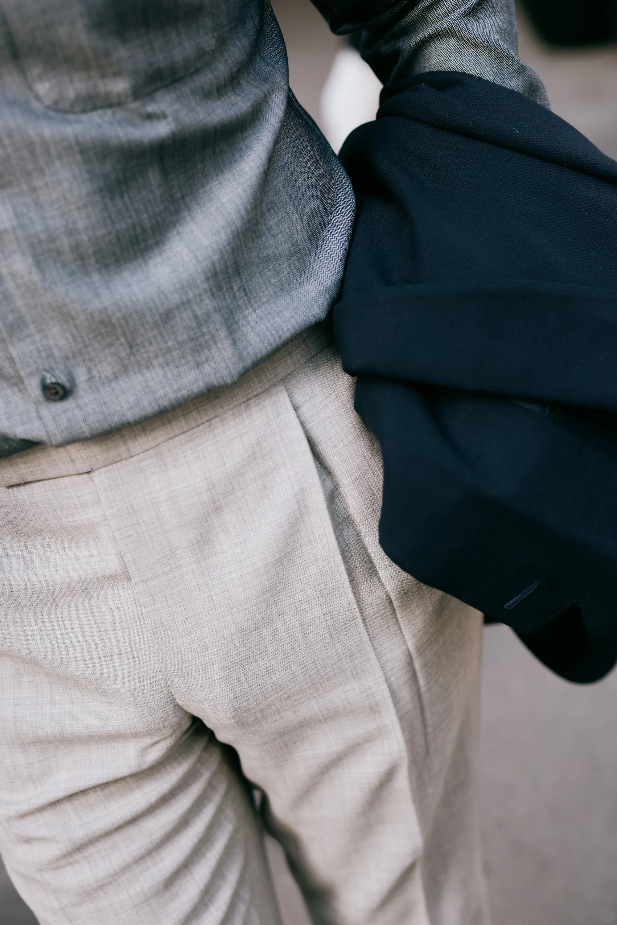 Pleat Front Trouser in Light Grey High Twist Wool