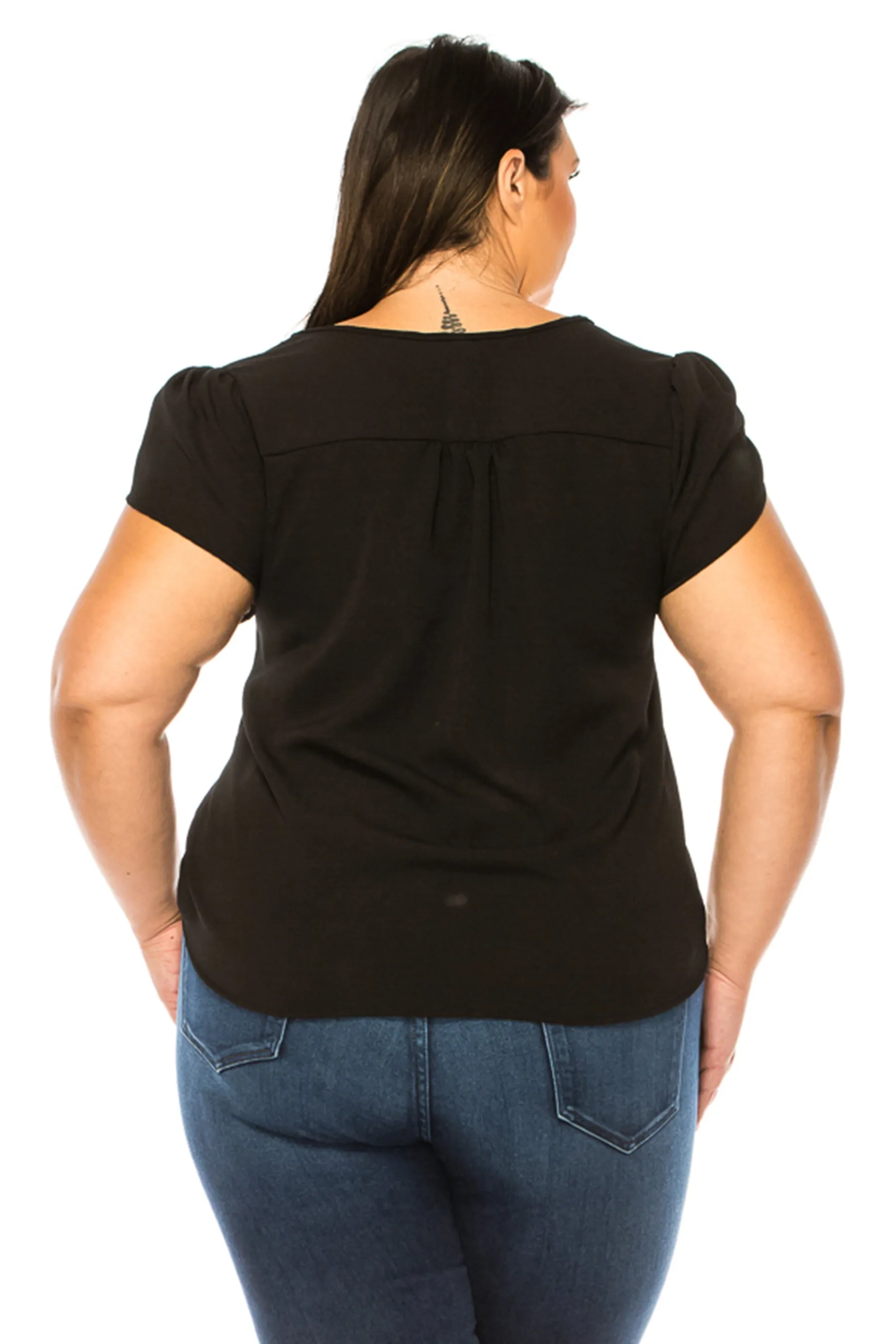 Plus Size Solid Overlapping Short Sleeve Top B82901 $9.50Each