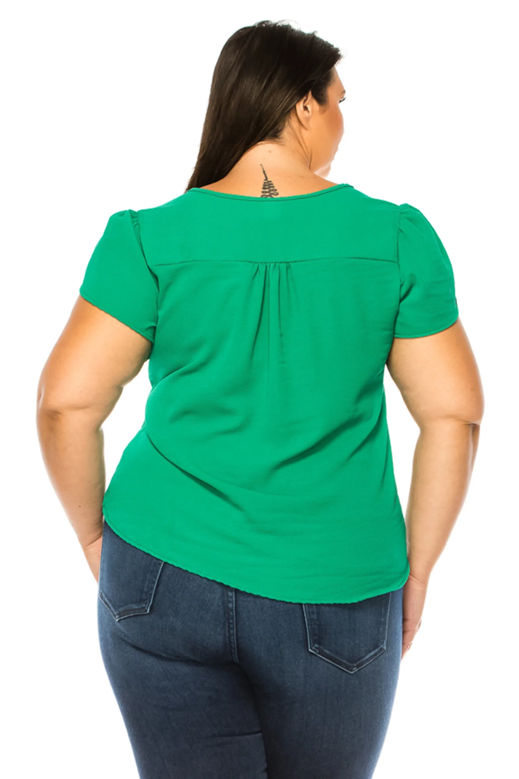 Plus Size Solid Overlapping Short Sleeve Top B82901 $9.50Each