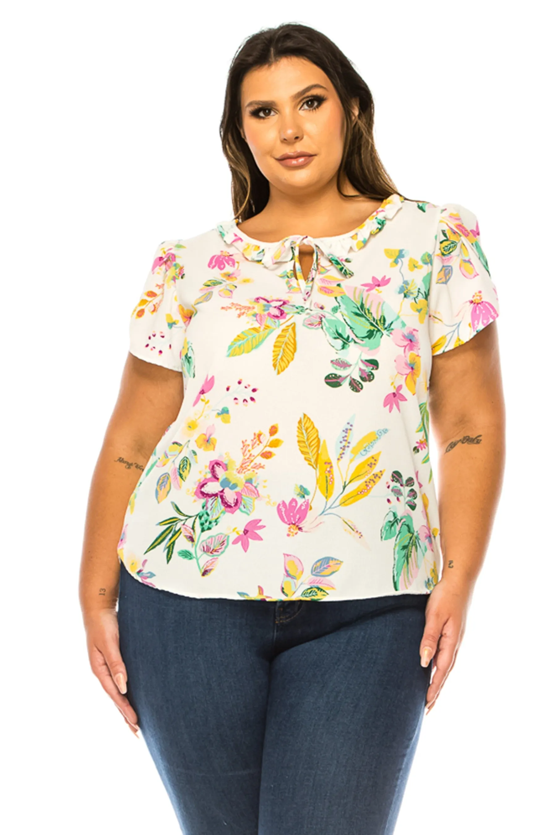 Plus Size Solid Overlapping Short Sleeve Top B82901 $9.50Each