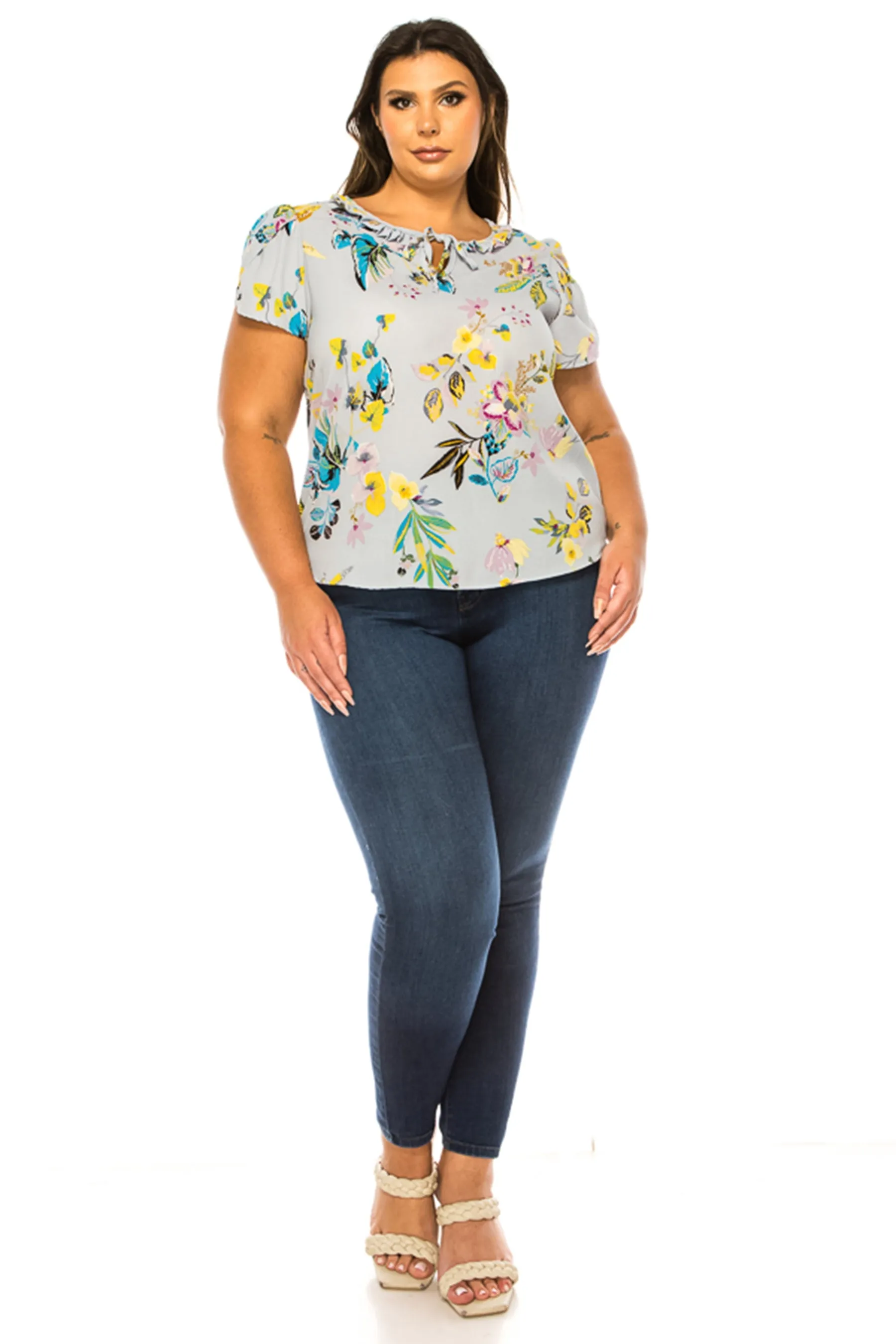 Plus Size Solid Overlapping Short Sleeve Top B82901 $9.50Each