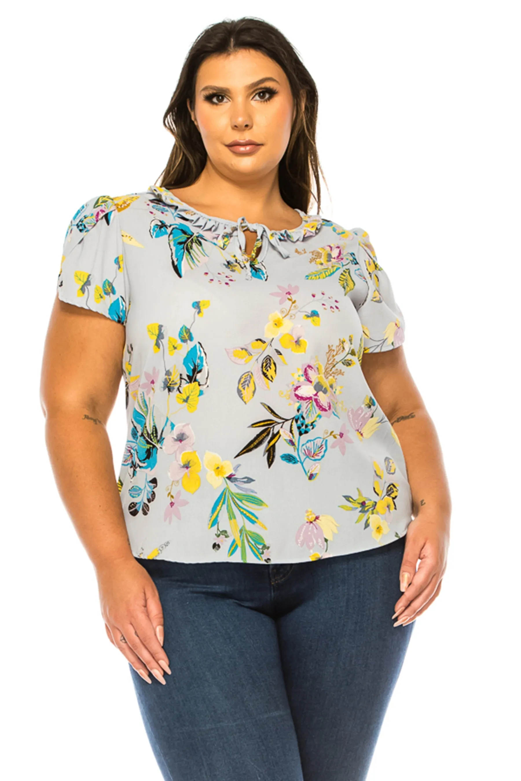 Plus Size Solid Overlapping Short Sleeve Top B82901 $9.50Each