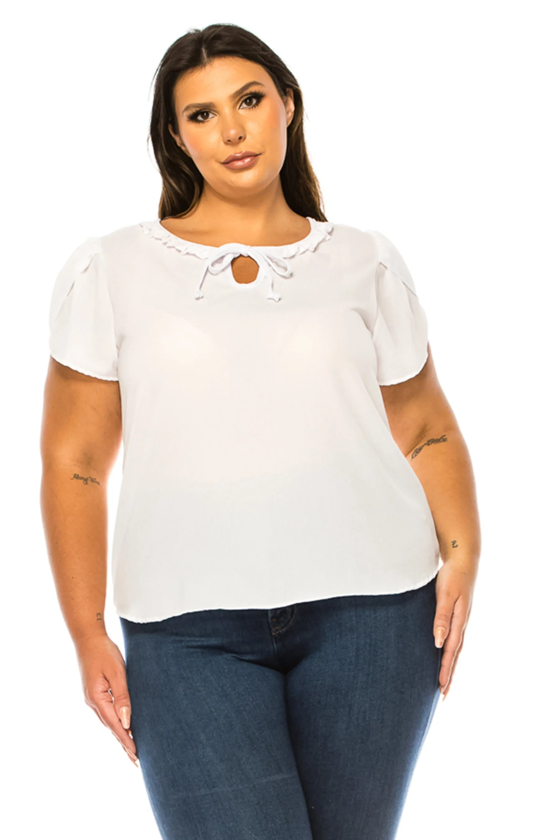 Plus Size Solid Overlapping Short Sleeve Top B82901 $9.50Each