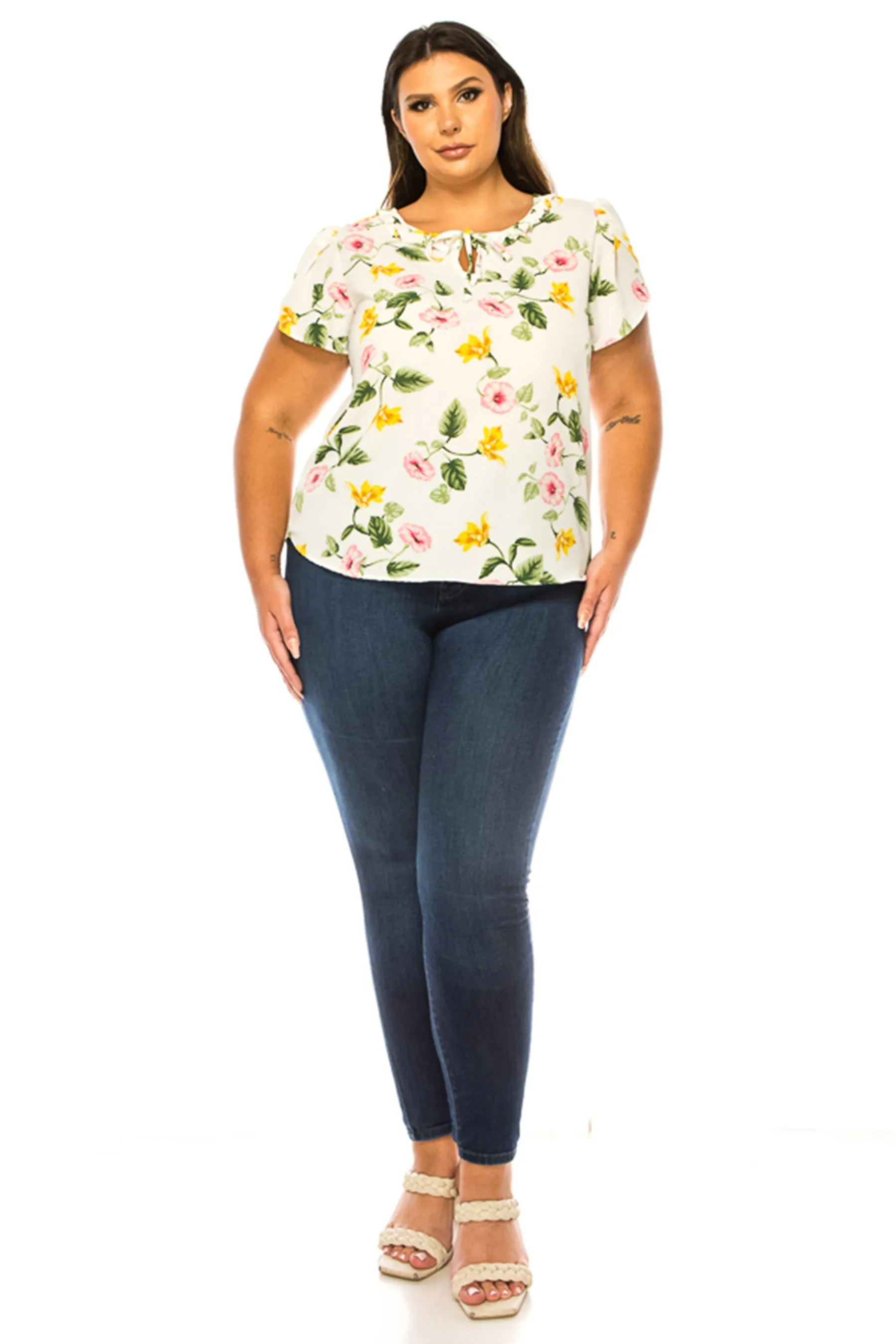 Plus Size Solid Overlapping Short Sleeve Top B82901 $9.50Each
