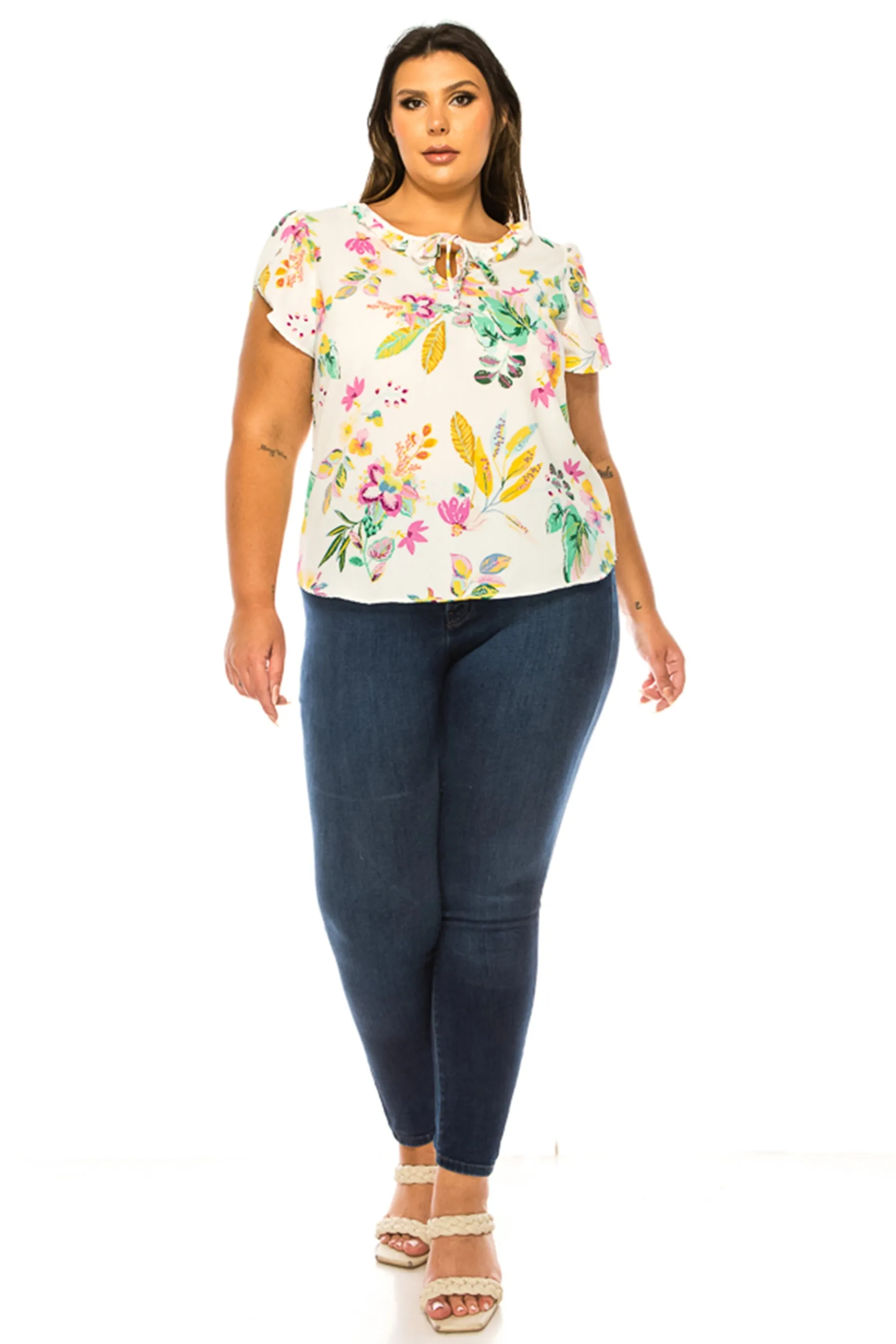 Plus Size Solid Overlapping Short Sleeve Top B82901 $9.50Each