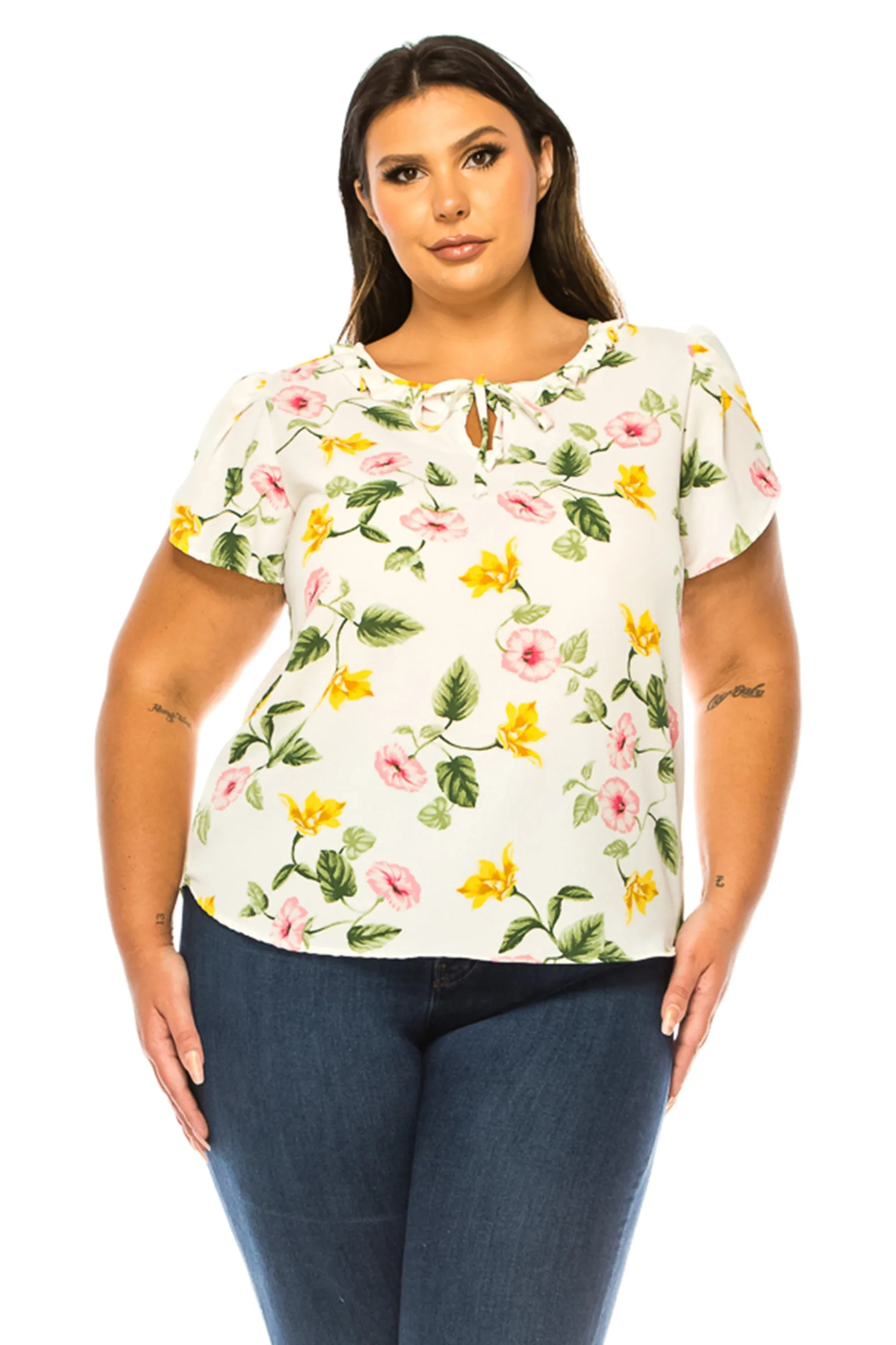 Plus Size Solid Overlapping Short Sleeve Top B82901 $9.50Each