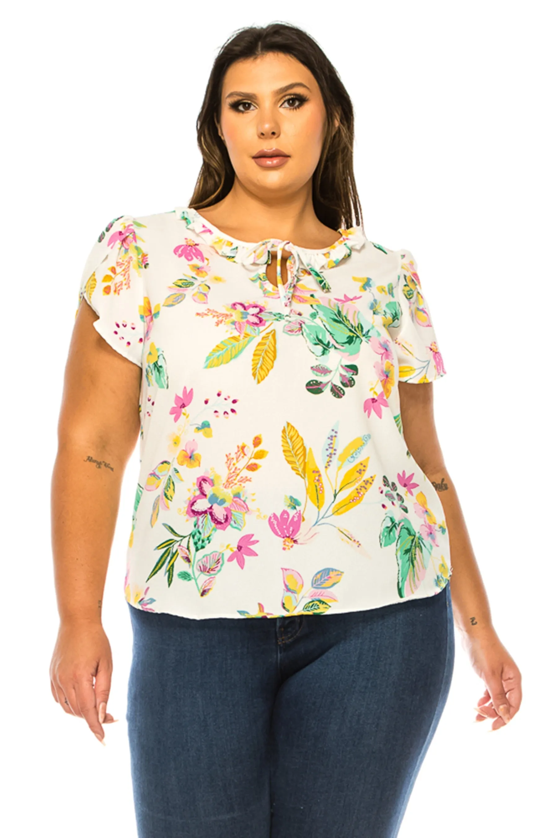 Plus Size Solid Overlapping Short Sleeve Top B82901 $9.50Each