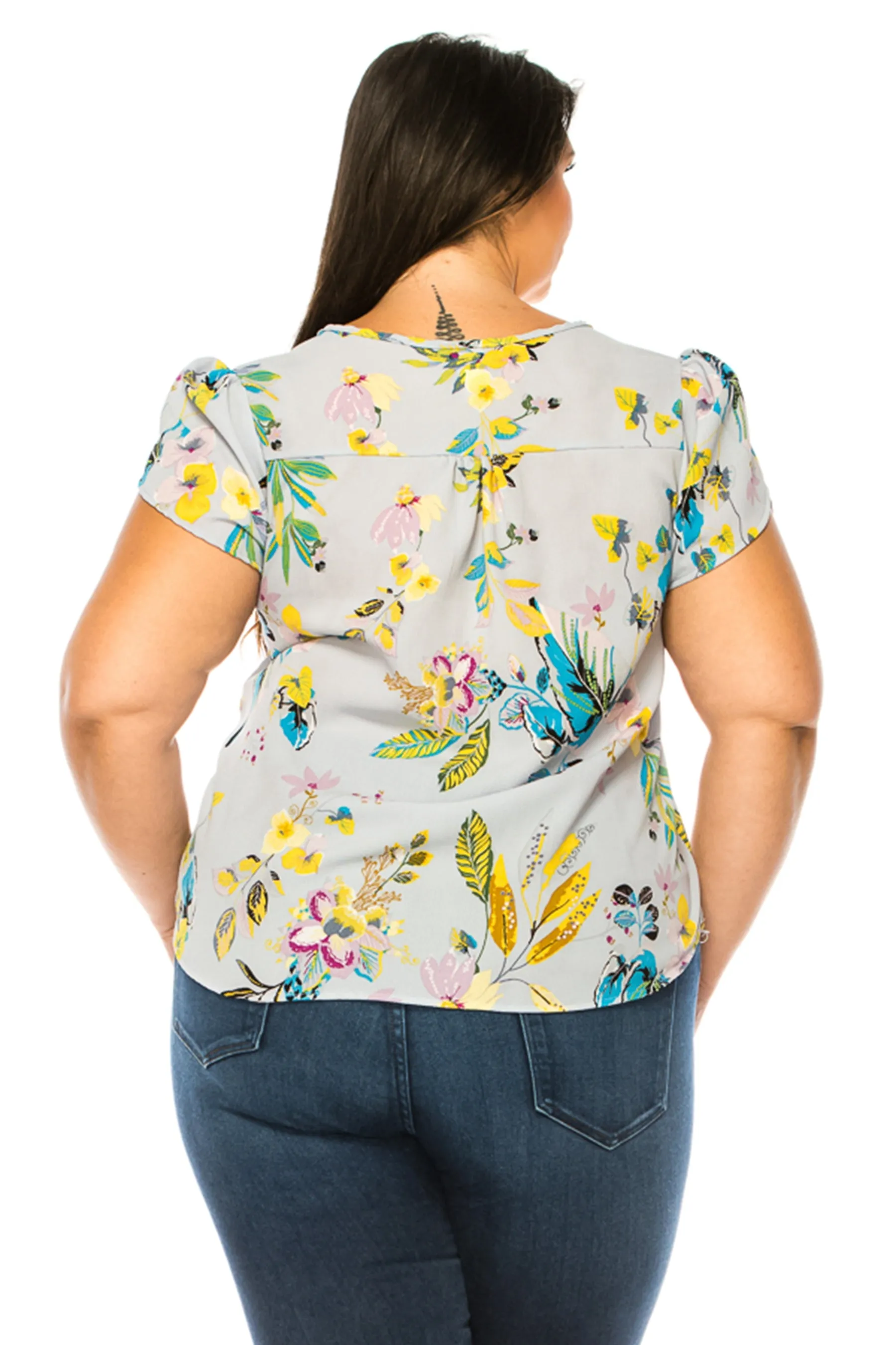 Plus Size Solid Overlapping Short Sleeve Top B82901 $9.50Each