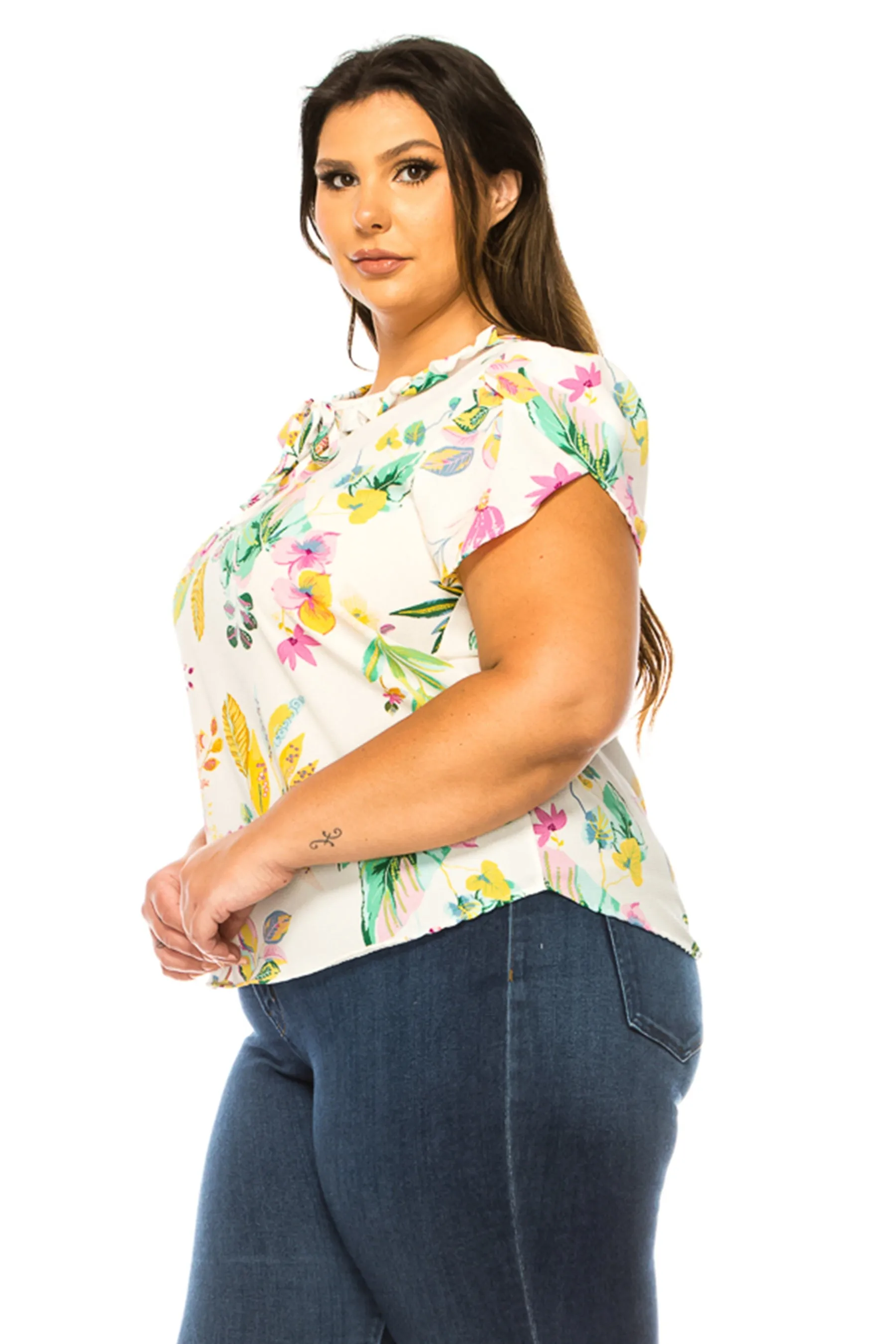 Plus Size Solid Overlapping Short Sleeve Top B82901 $9.50Each