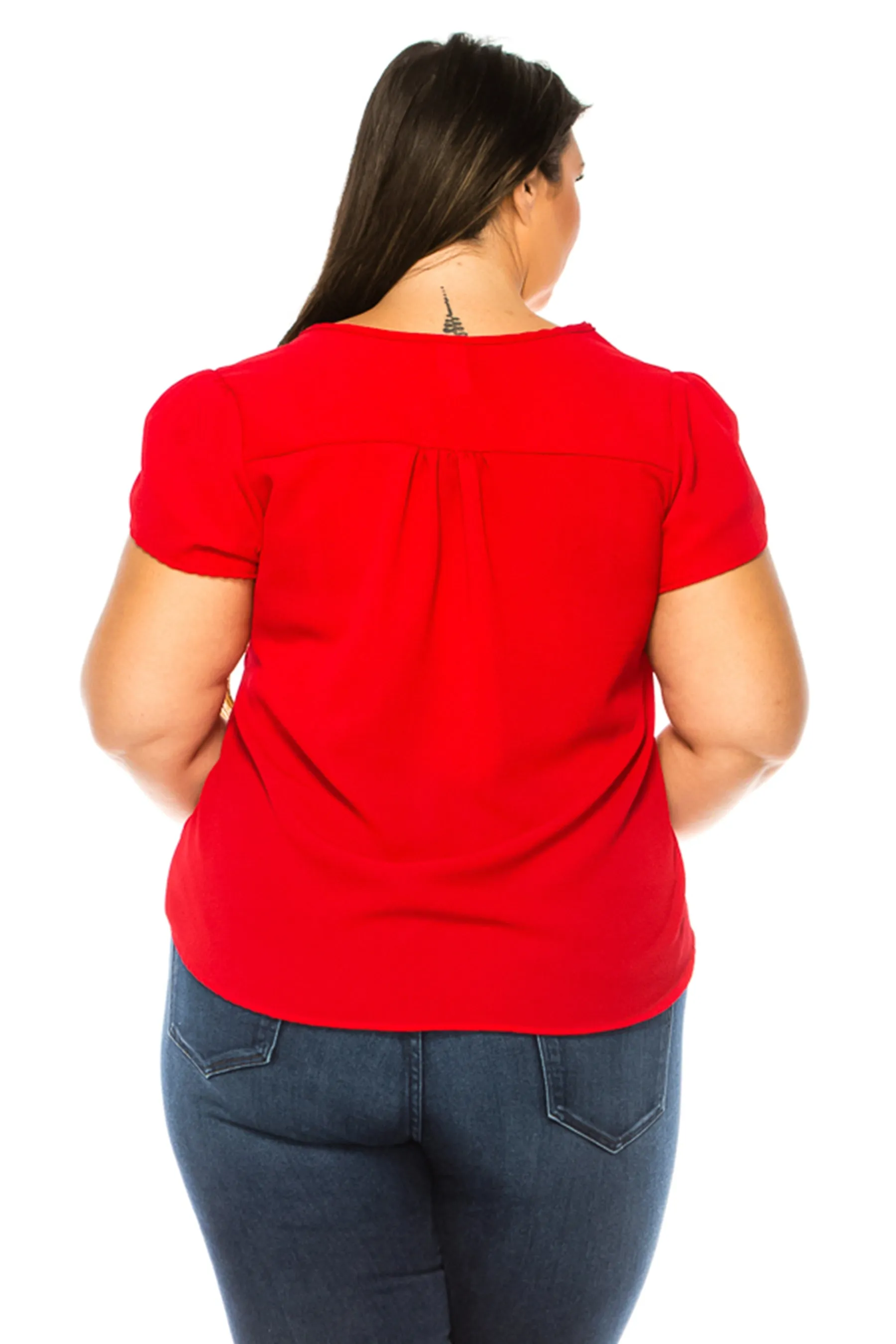 Plus Size Solid Overlapping Short Sleeve Top B82901 $9.50Each