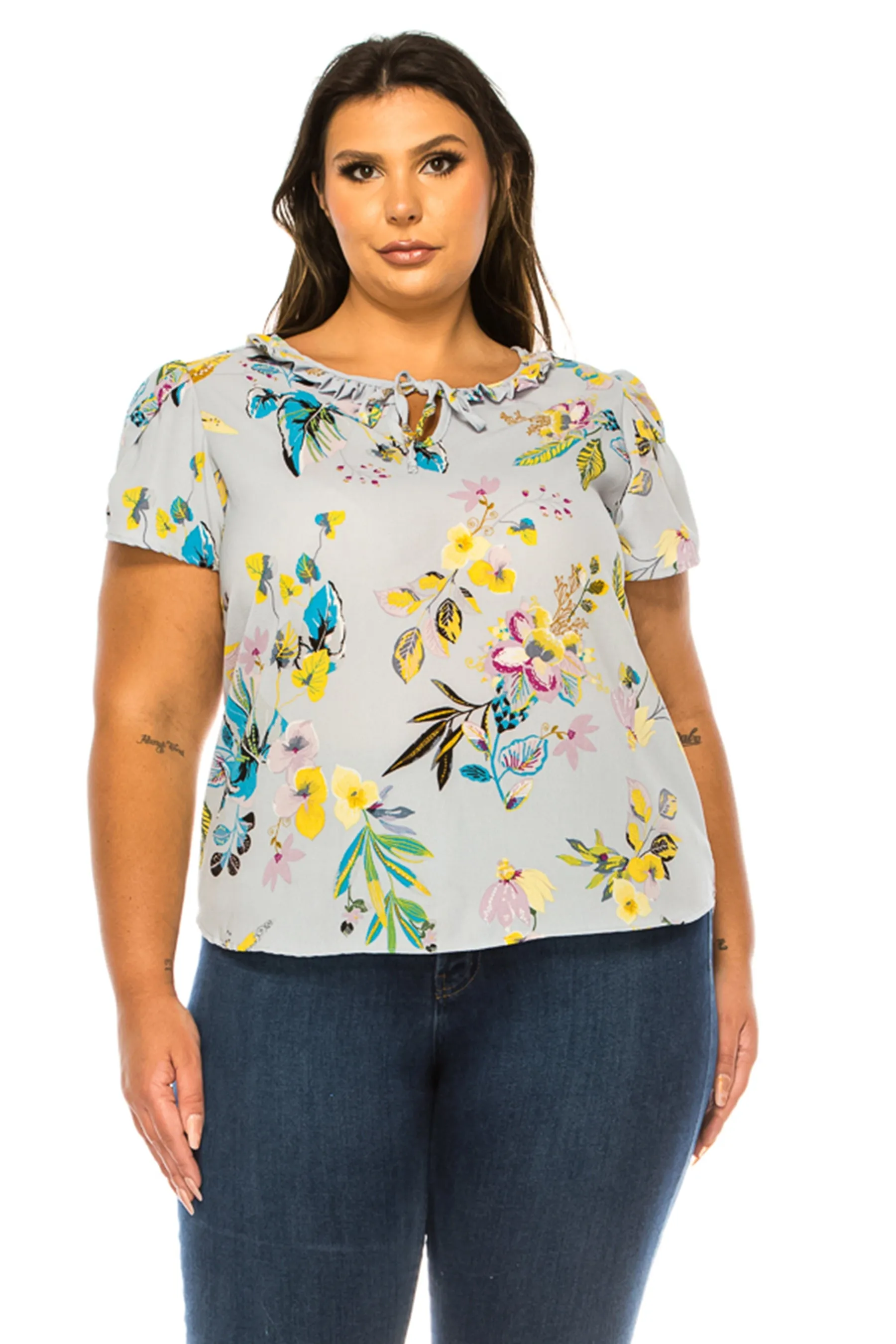 Plus Size Solid Overlapping Short Sleeve Top B82901 $9.50Each