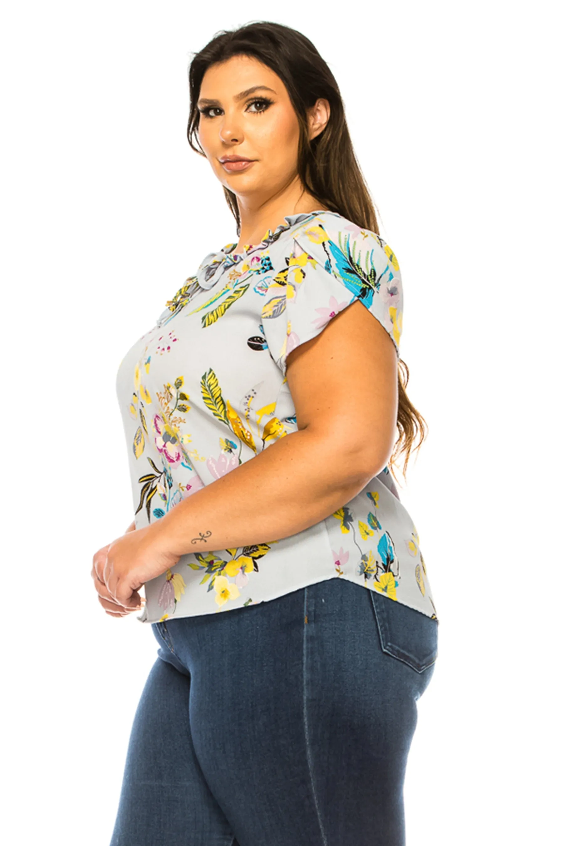 Plus Size Solid Overlapping Short Sleeve Top B82901 $9.50Each