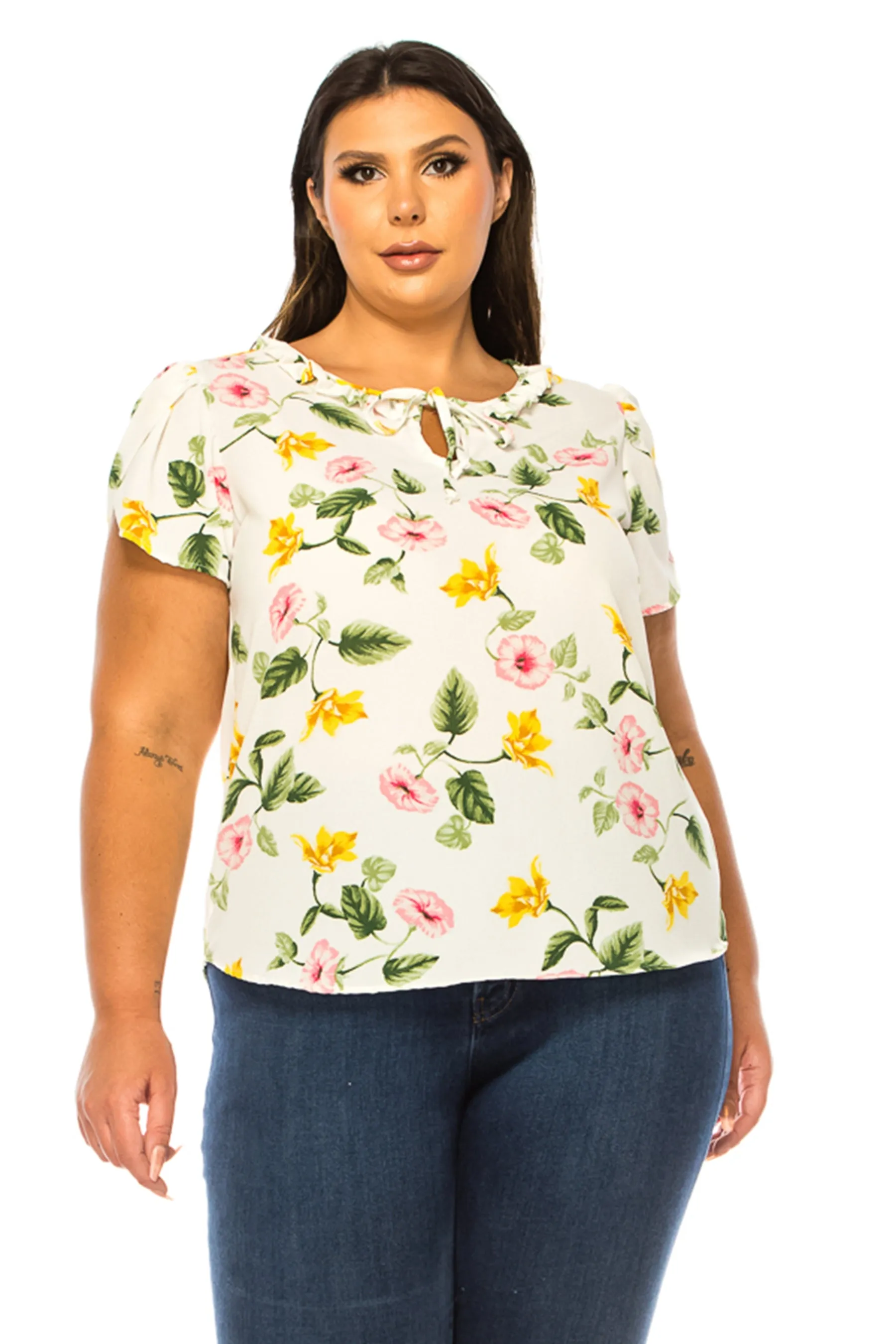 Plus Size Solid Overlapping Short Sleeve Top B82901 $9.50Each