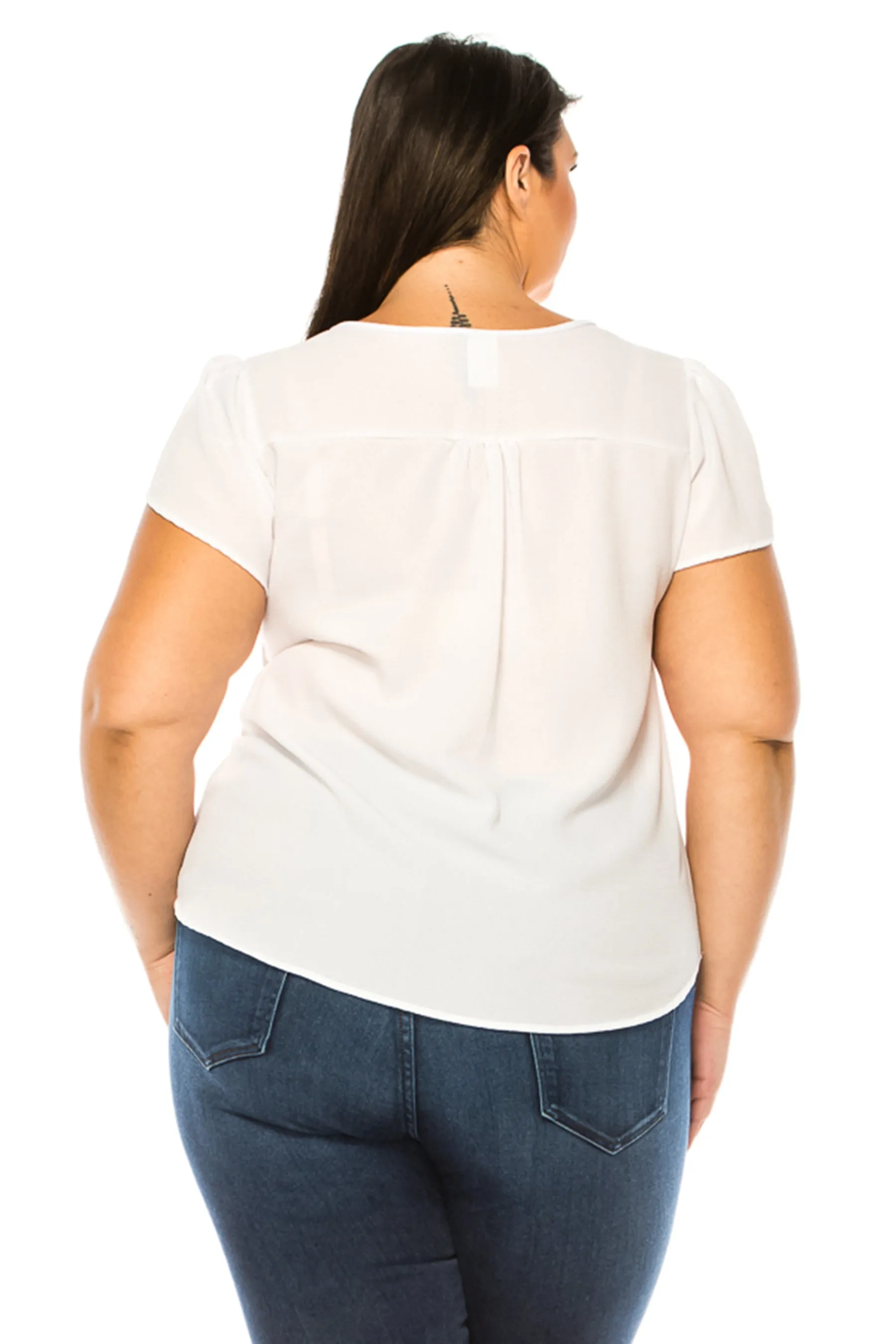 Plus Size Solid Overlapping Short Sleeve Top B82901 $9.50Each