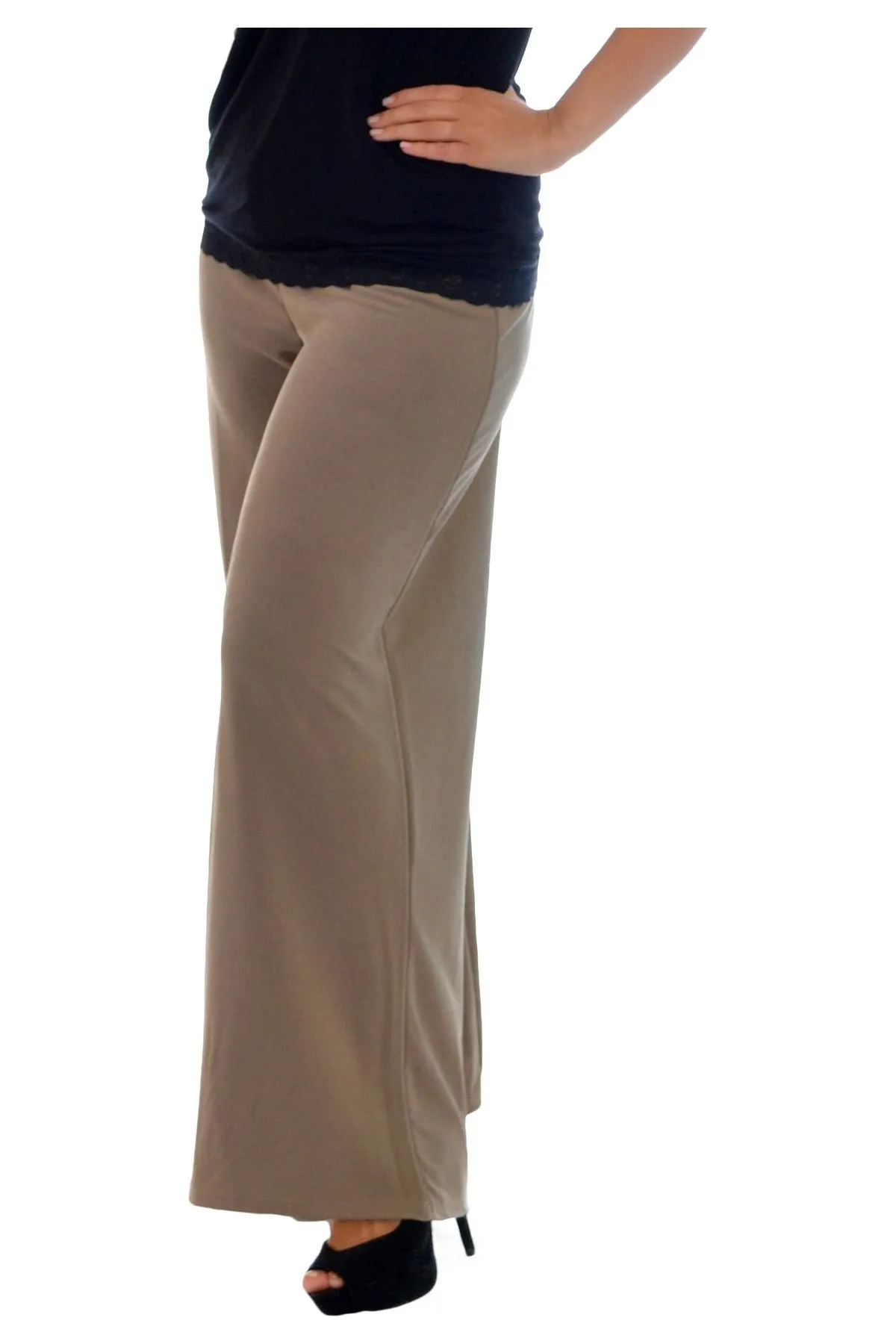 Plus Size Wide Leg Flared Plain Palazzo Trouser