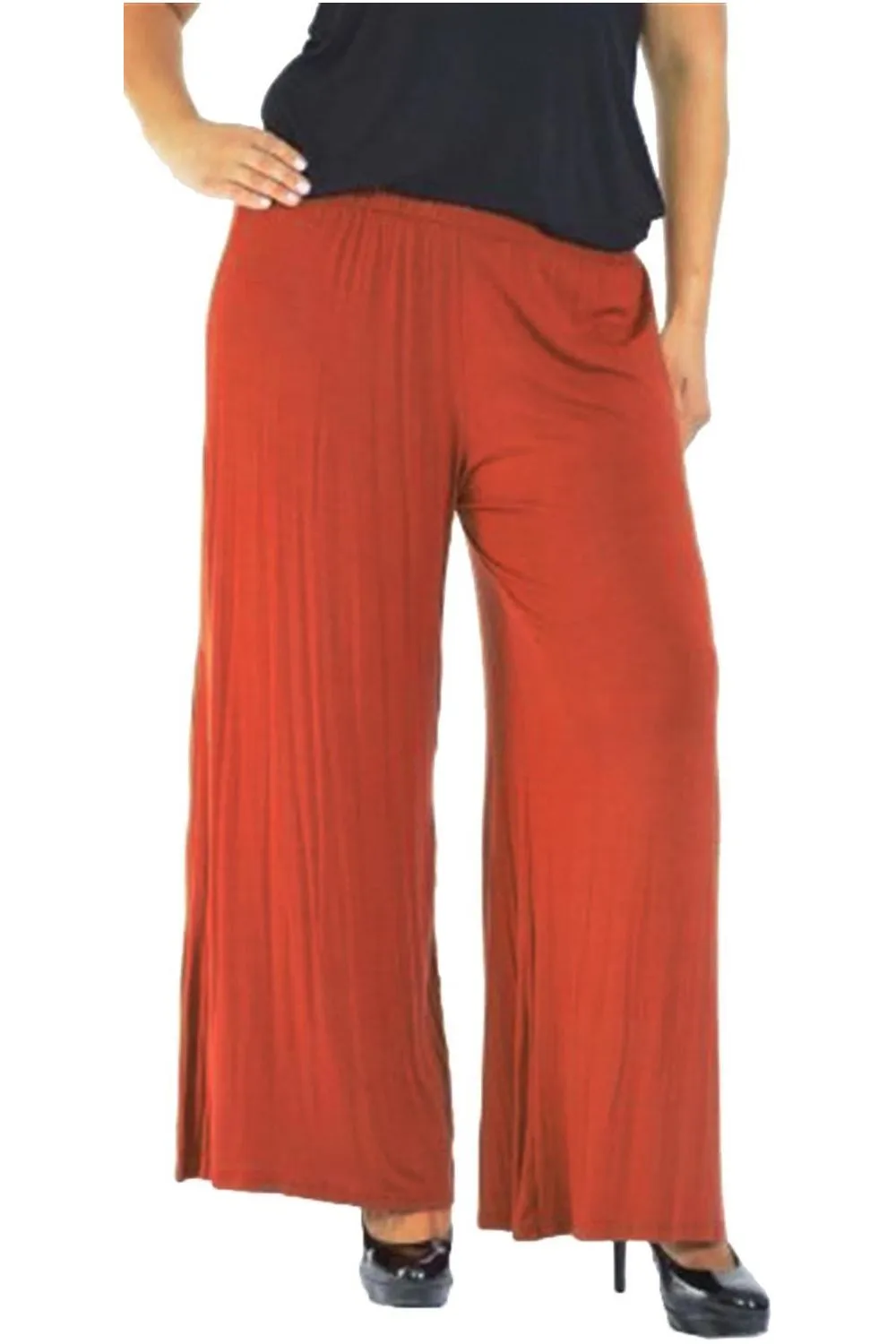 Plus Size Wide Leg Flared Plain Palazzo Trouser