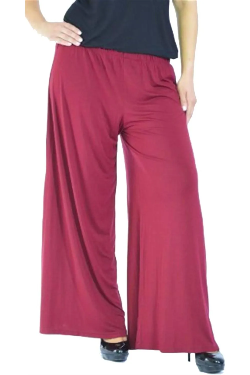 Plus Size Wide Leg Flared Plain Palazzo Trouser