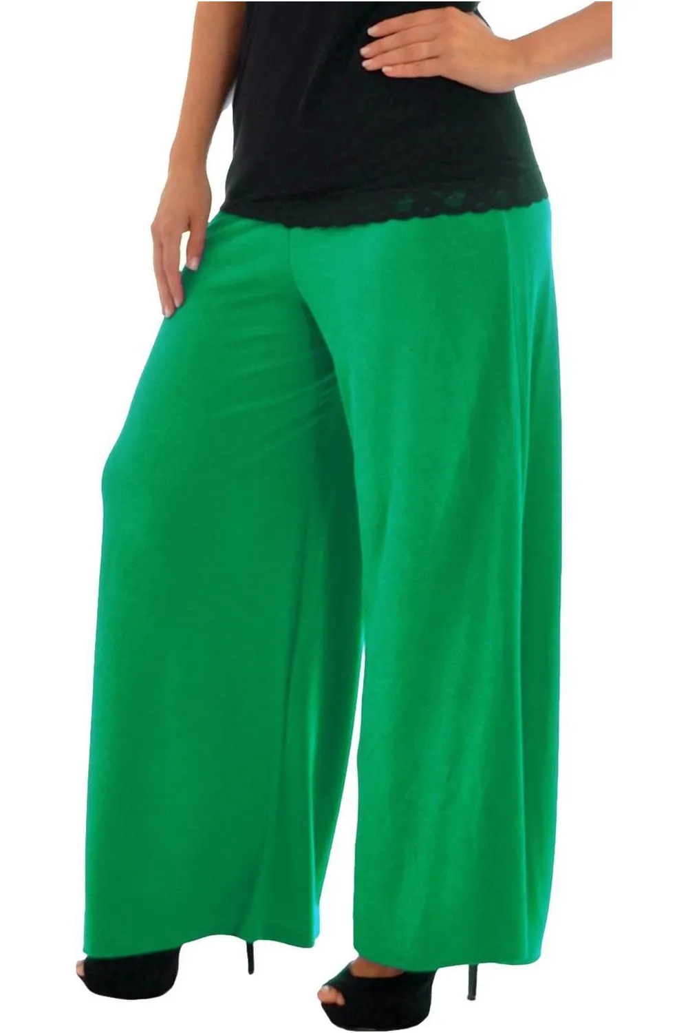 Plus Size Wide Leg Flared Plain Palazzo Trouser