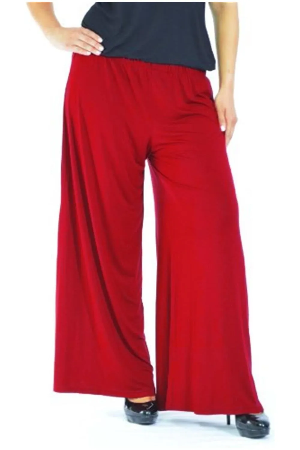 Plus Size Wide Leg Flared Plain Palazzo Trouser