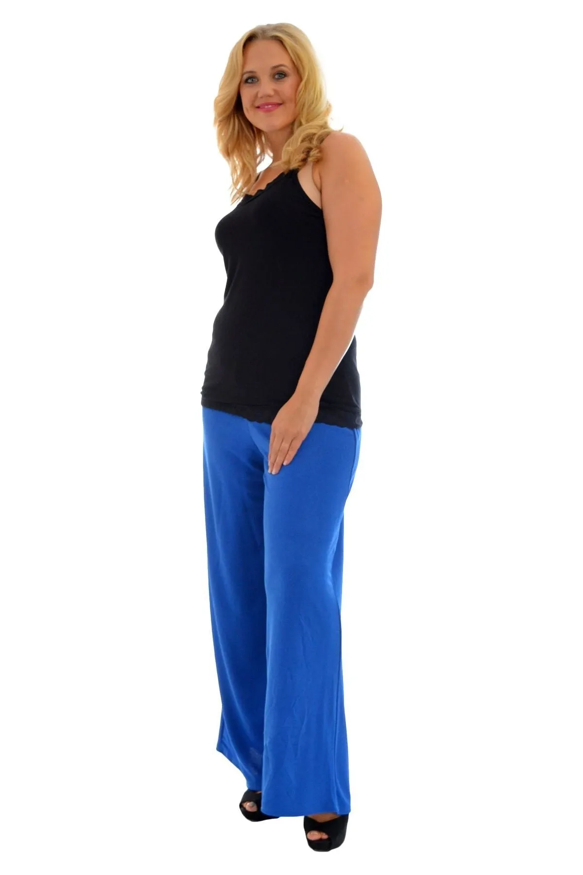 Plus Size Wide Leg Flared Plain Palazzo Trouser