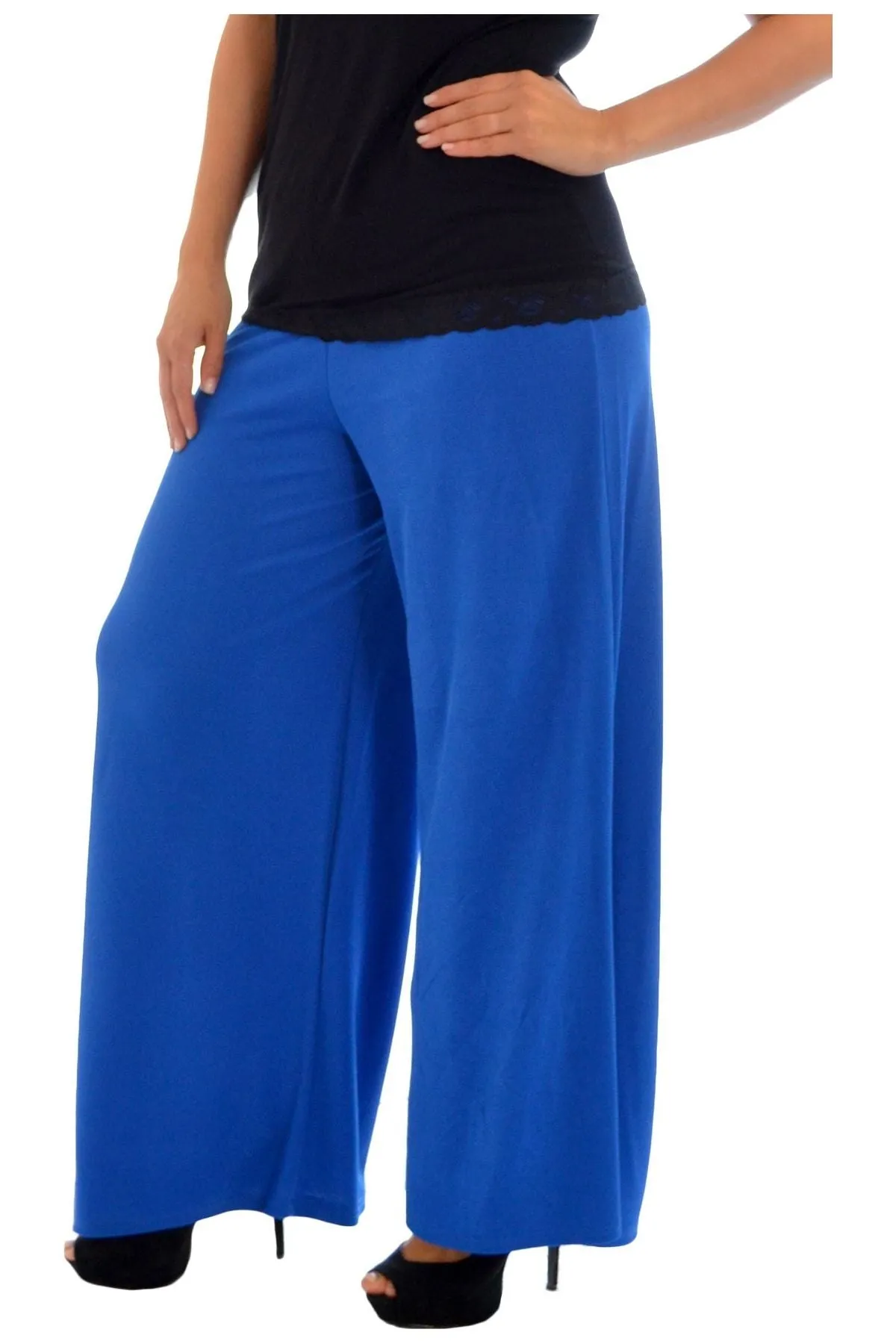 Plus Size Wide Leg Flared Plain Palazzo Trouser