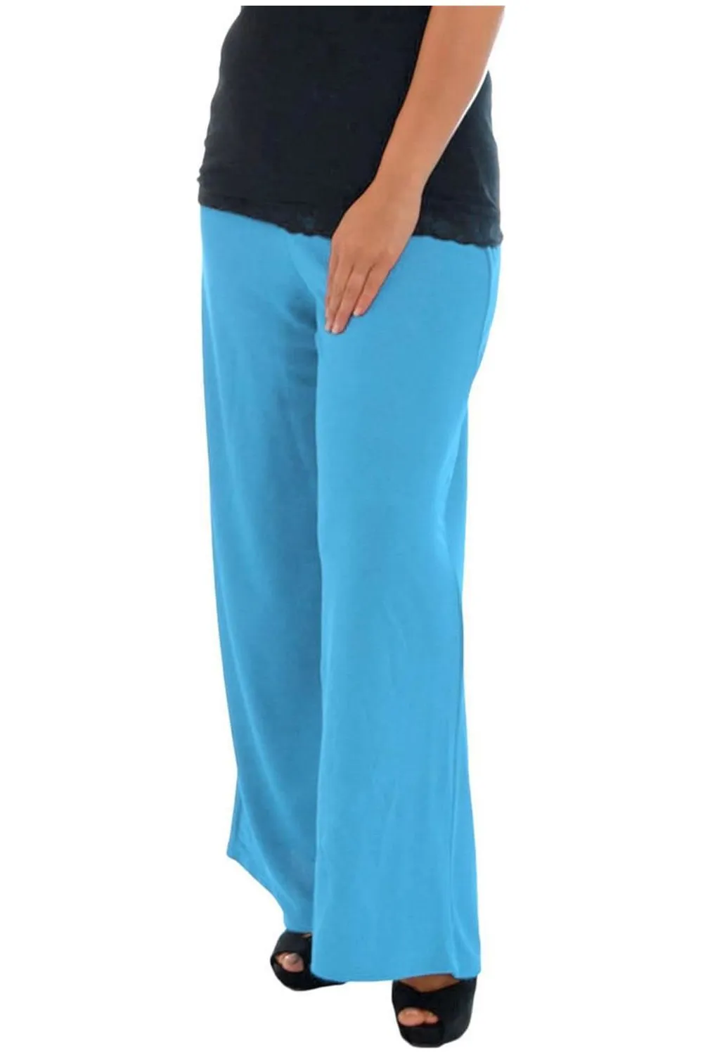 Plus Size Wide Leg Flared Plain Palazzo Trouser